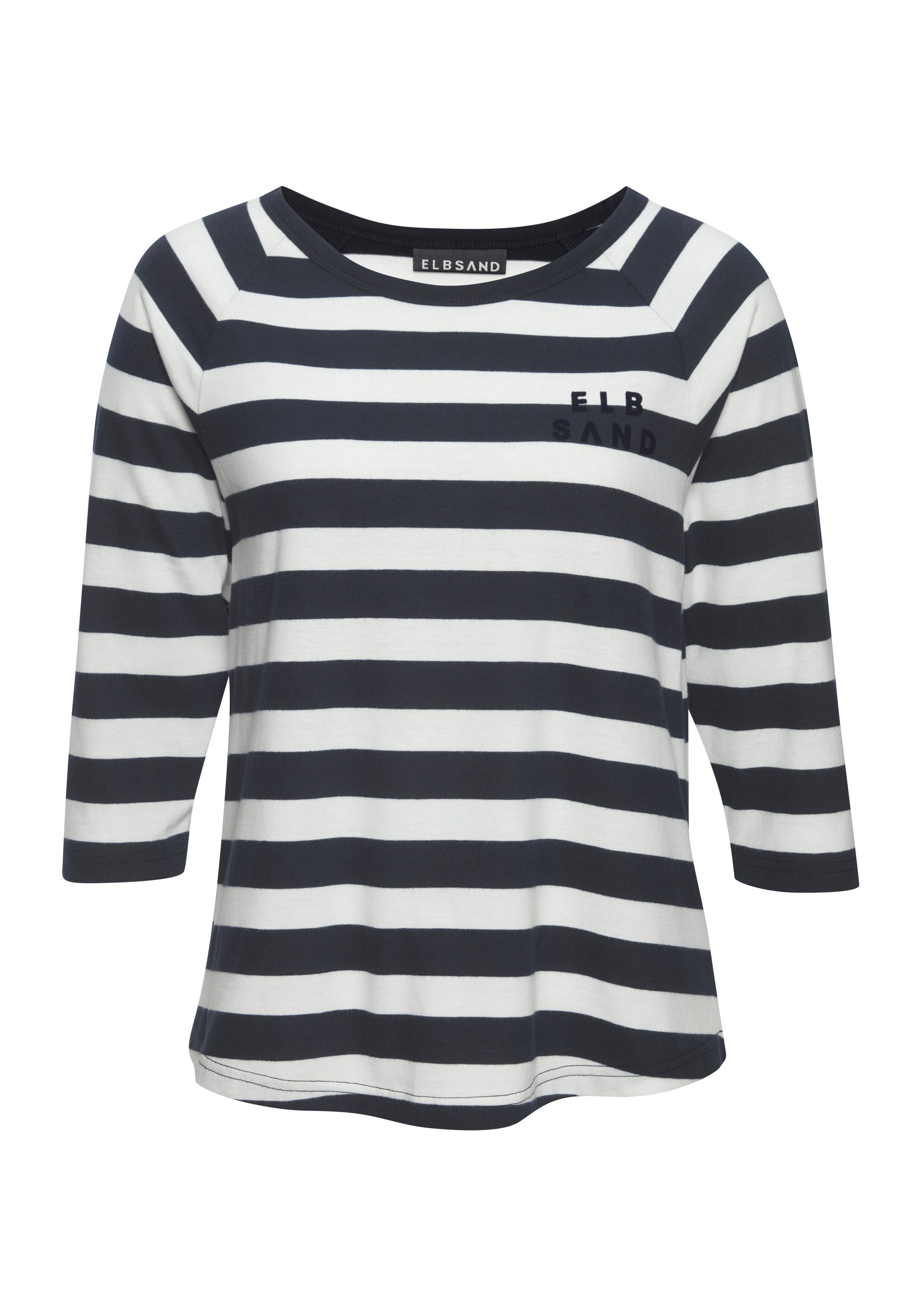 Elbsand 3/4-Arm-Shirt mit Streifen, Rundhalsausschnitt, Jerseyshirt. € 39,99