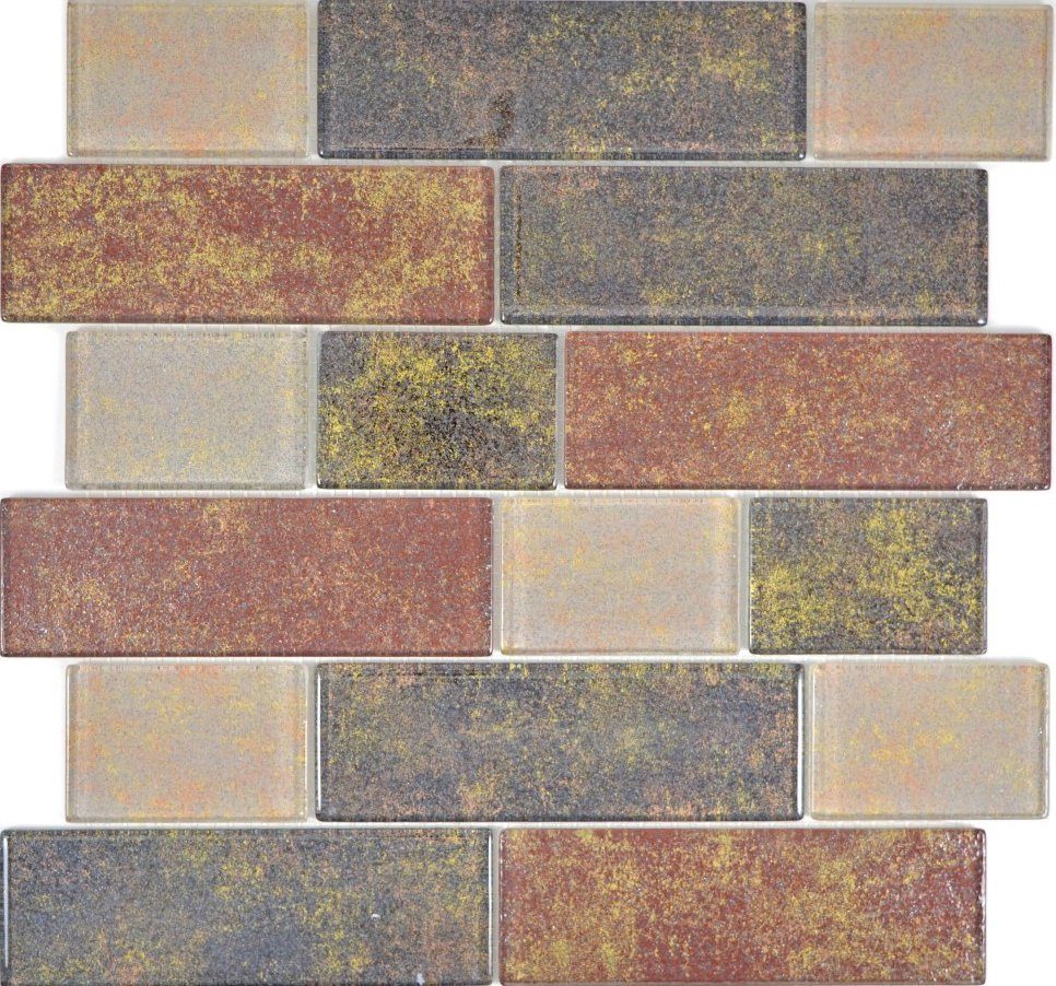 Mosani Mosaikfliesen Glasmosaik Crystal Mosaik braun glänzend / 10 Matten