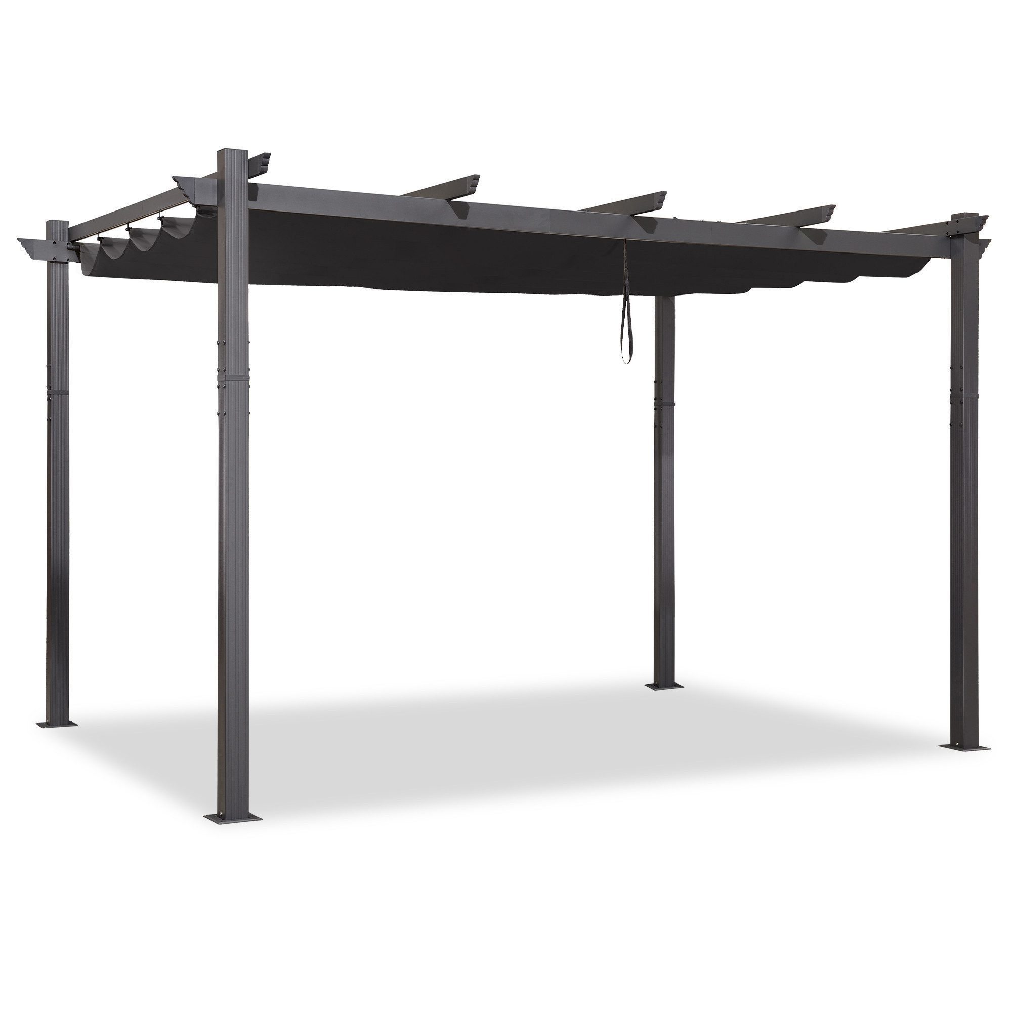 PURPLE LEAF Pergola Aluminium Pavillon mit Schiebedach, Wasserdichte Pergola mit verstellbarem Schatten und UV-Schutz