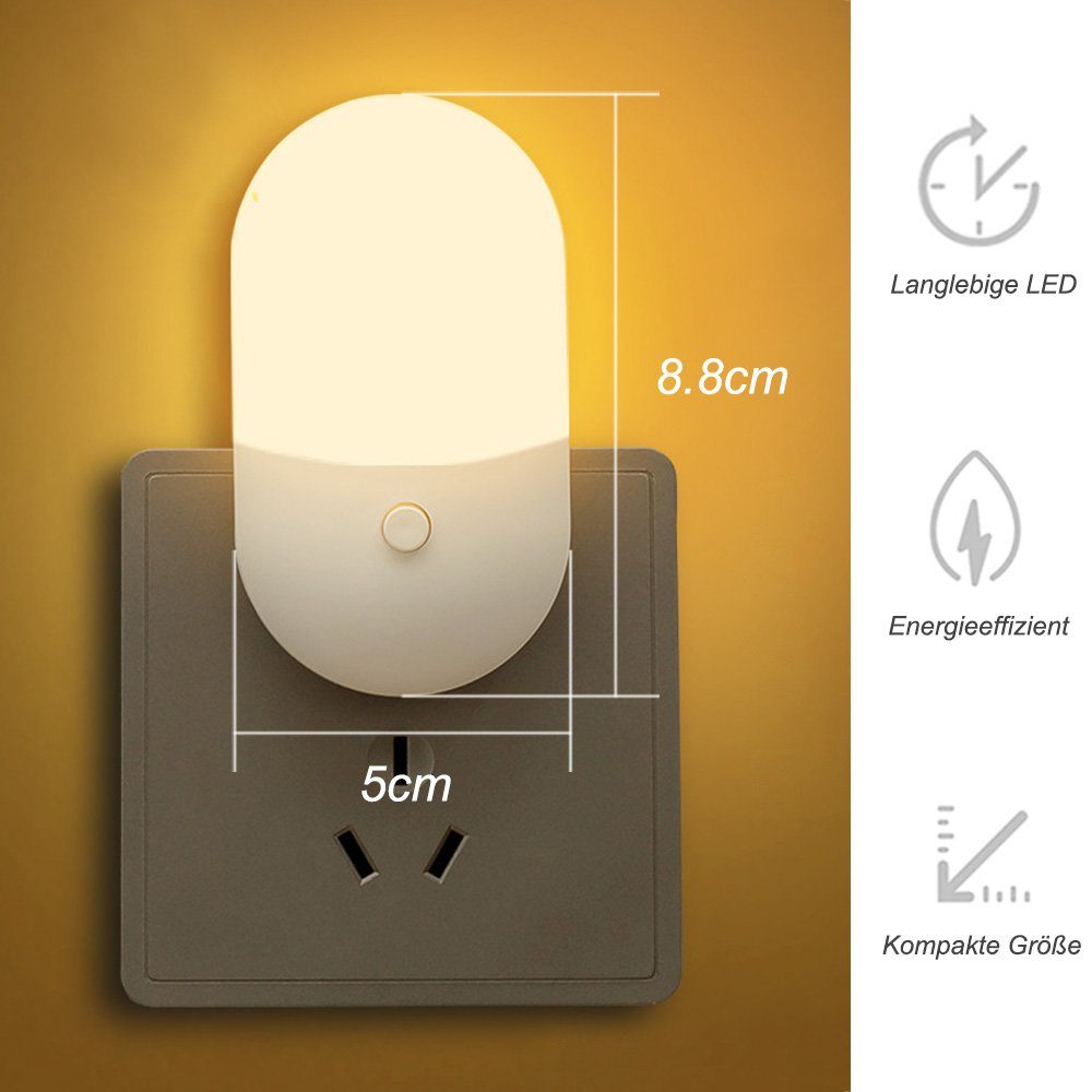 Sunicol LED Steckdosenleuchte Plug-in Warmweißes und warmweiß/weiß, 2 weißes, zweifarbig Farbverschiebungen, dimmbar LED-Nachtlicht, Energieeffizient