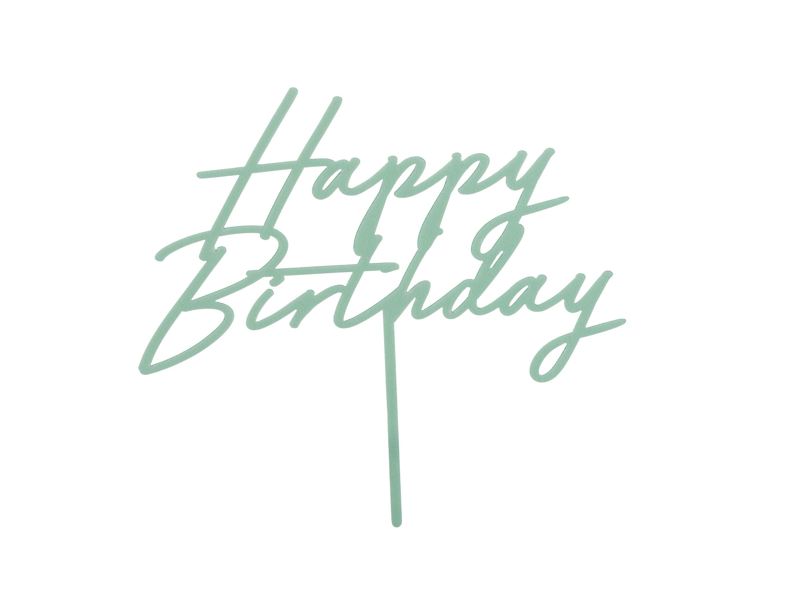 partydeco Tortenstecker, Cake Topper Happy Birthday 18x16cm Mint
