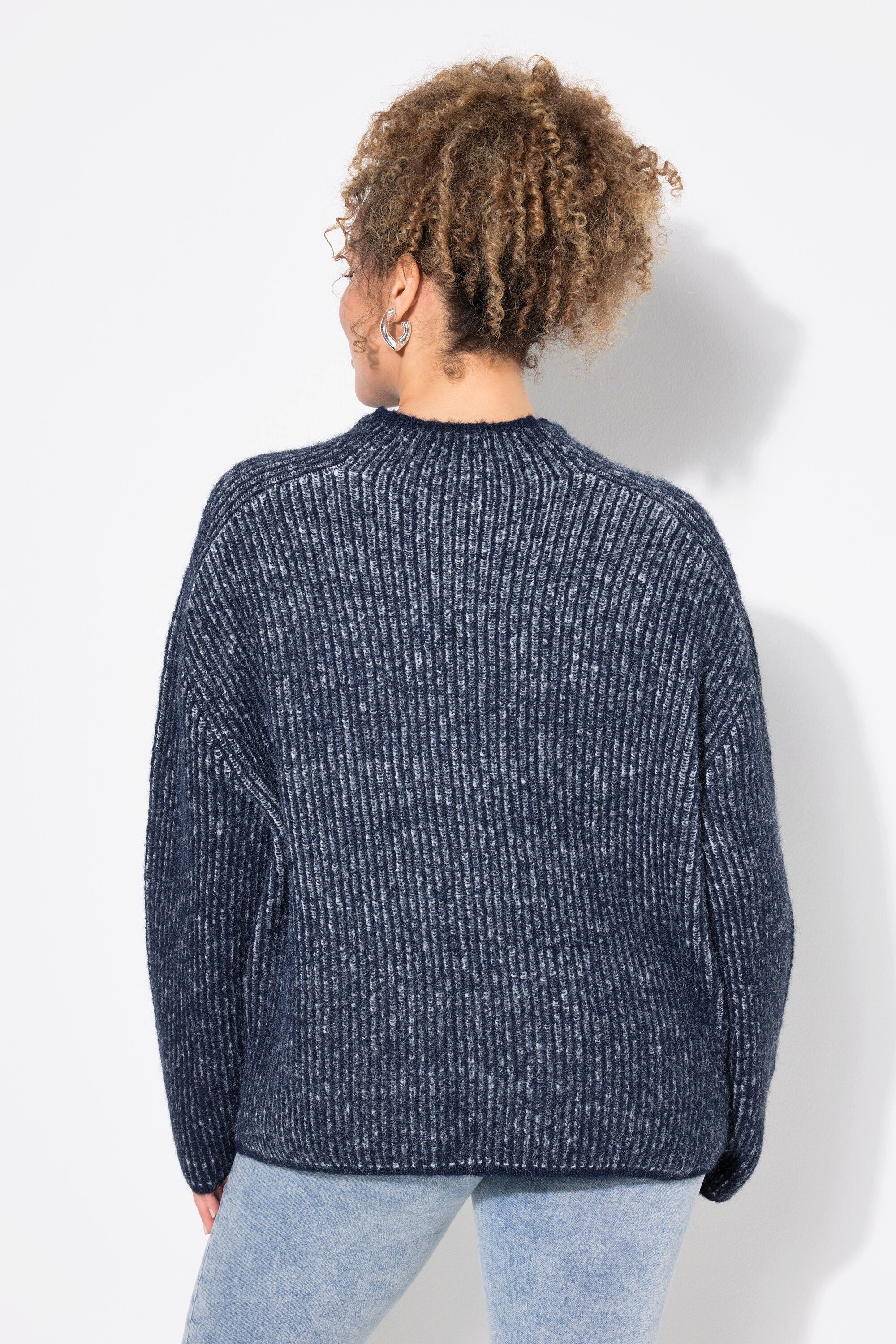 Ulla Popken Strickpullover Pullover Streifen Stehkragen Langarm