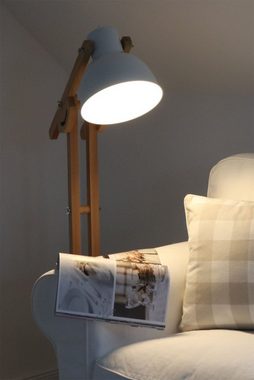 Grafelstein Stehlampe BELFORD natur weiß aus Holz und Metall Gelenkarmlampe