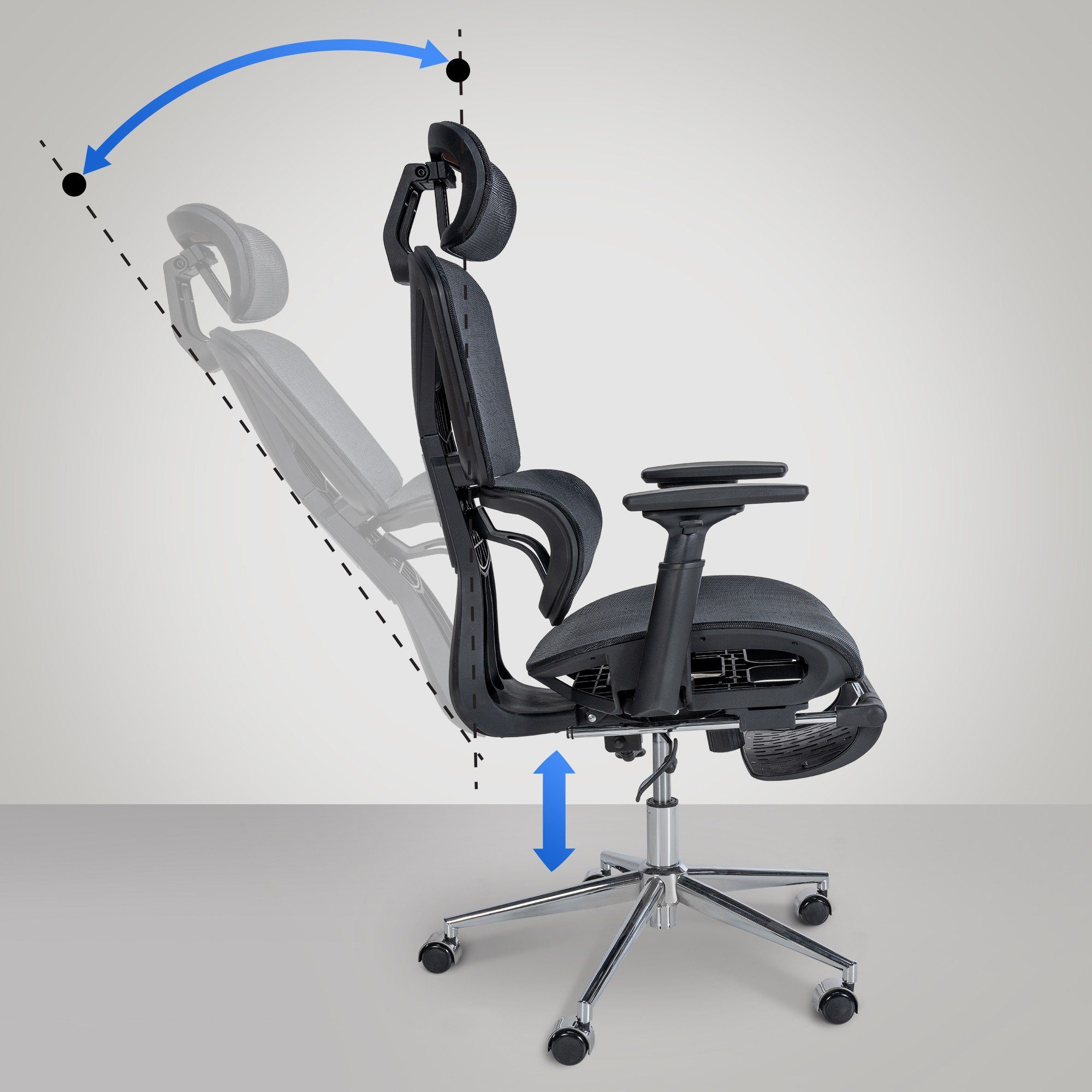 CLP Schreibtischstuhl Bürostuhl Grover Ergonomisch, Kopfstütze, Mesh ...