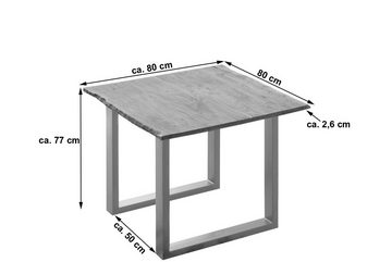 Junado® Baumkantentisch Laurina by Wolf Möbel, Akazie Massivholz, Stäre Tischplatte 26mm, natürliche Baumkante