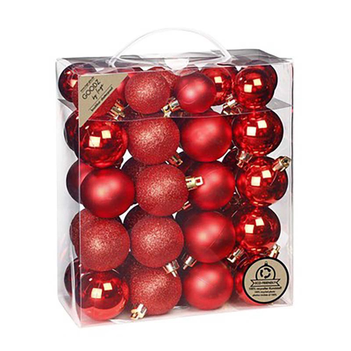 INGE-GLAS® Weihnachtsbaumkugel Weihnachtskugeln Rot, Ø 4+5 cm, 44 Stück, bruch