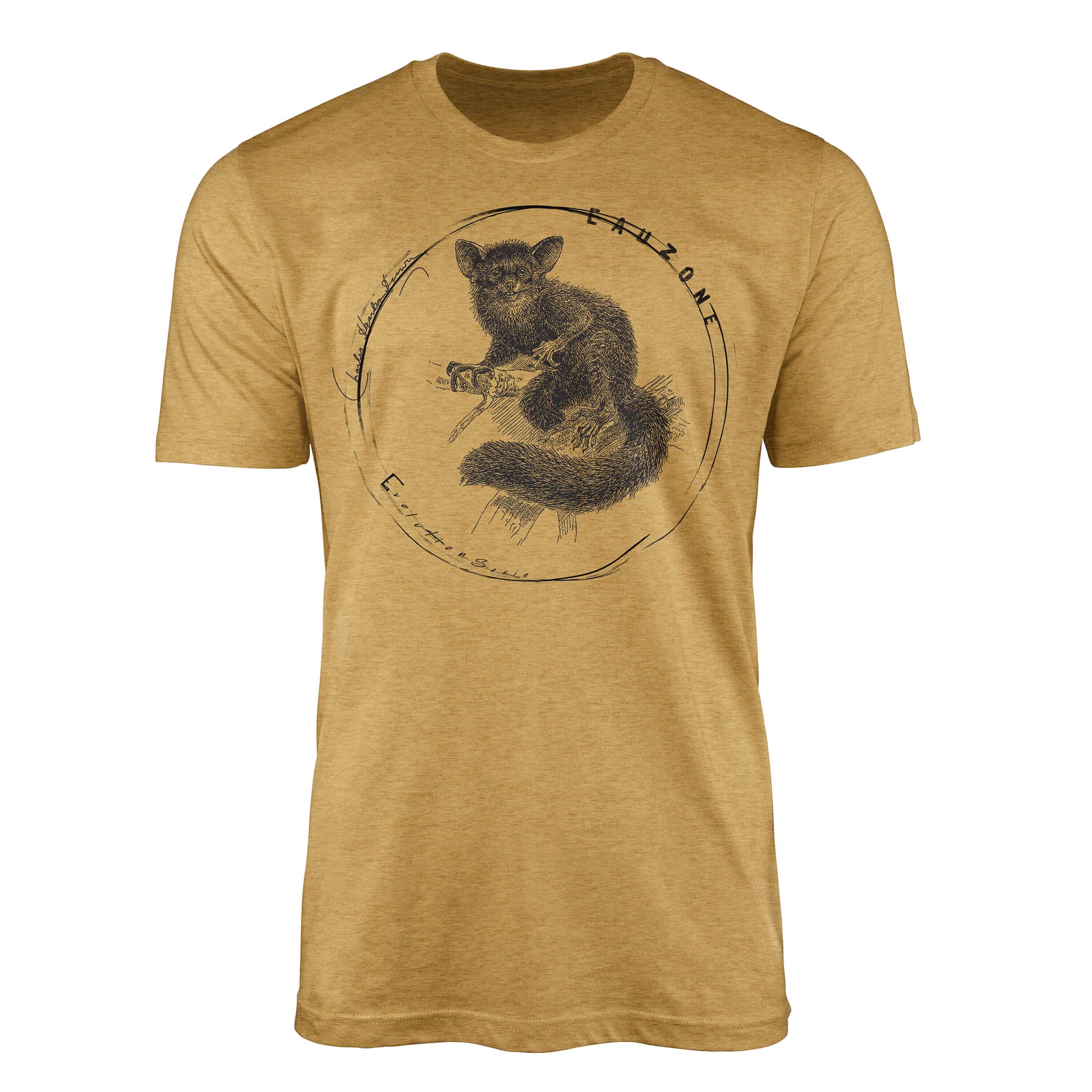 Herren Antique Fingertier T-Shirt Sinus Evolution Art Gold T-Shirt