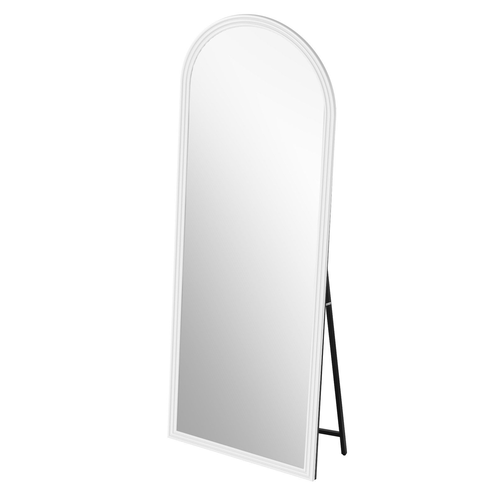 ibettertec Spiegel Gewölbter Ganzkörperspiegel mit Holzrahmen, 160 x 50 cm (Set), mit verstellbarem Metallstandfuß, klarer Bildwiedergabe