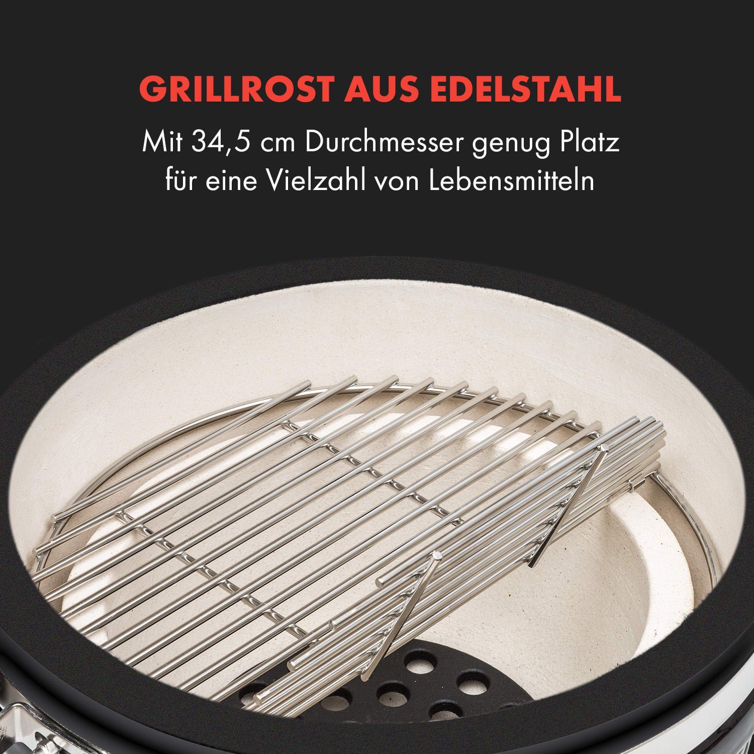Klarstein Holzkohlegrill Queensize, Outdoor Grill BBQ Räuchern Backen Edelstahl Mobil