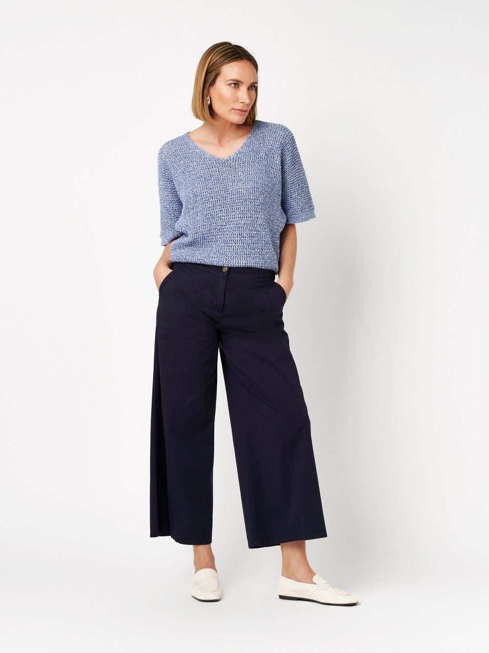 TONI Culotte mit extra weitem Beinverlauf und Bügelfalte, Stretch
