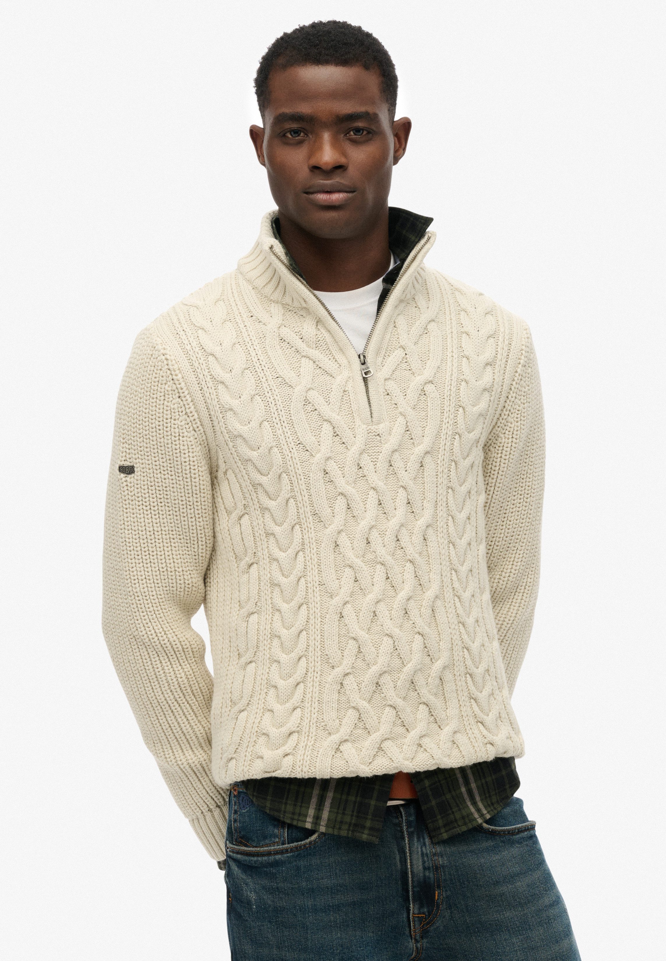 Superdry Вязаные свитера JACOB CABLE KNIT HALF ZIP