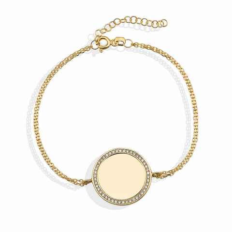 dKeniz Armband 925/- Sterling vergoldet Kreis Plättchen
