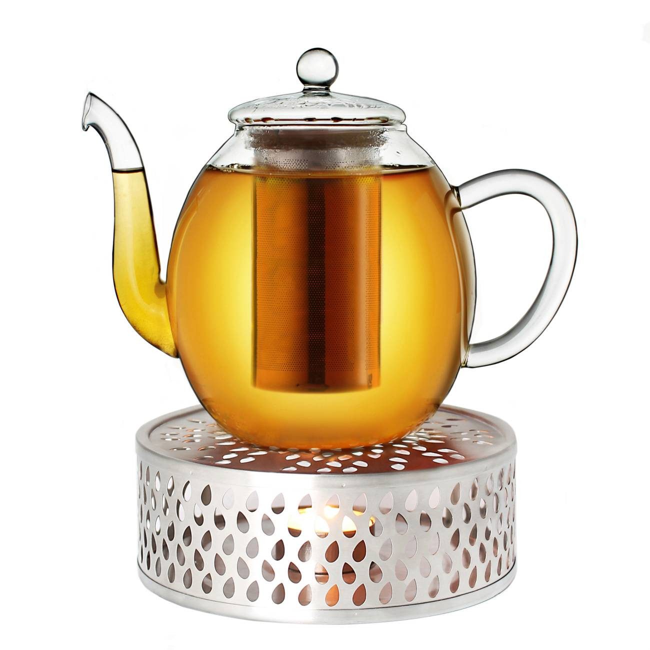 Creano Teekanne Teekanne “hoch” 1l mit Stövchen, 1 l, (Set, 4-St., 1 Teekanne, 1 Stövchen, 1 Deckel)