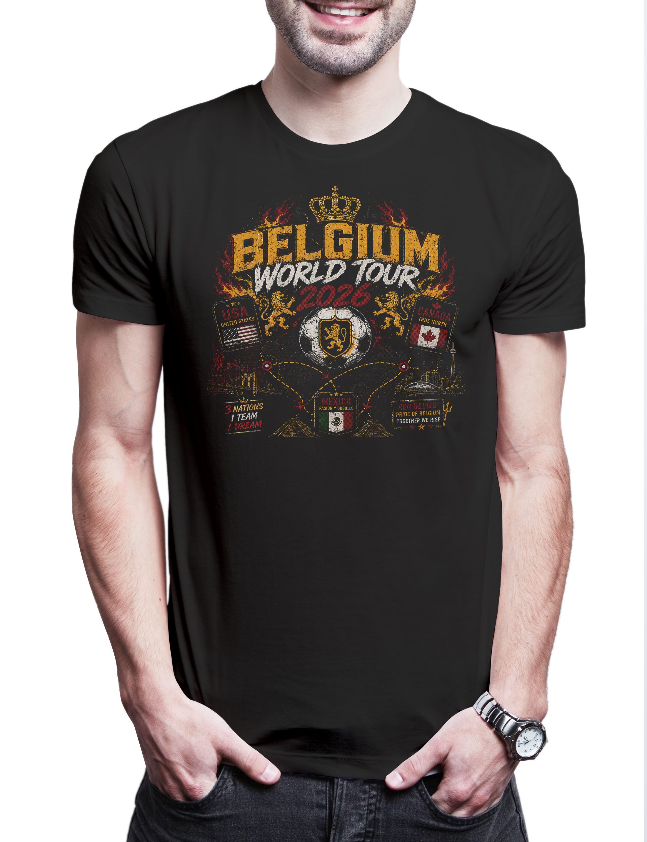 Urban Backwoods Print-Shirt Team Belgium 1 Herren T-Shirt Belgien Belgique Belgie Brüssel Flandern (1-tlg) Wallonie Fußball WM Soccer