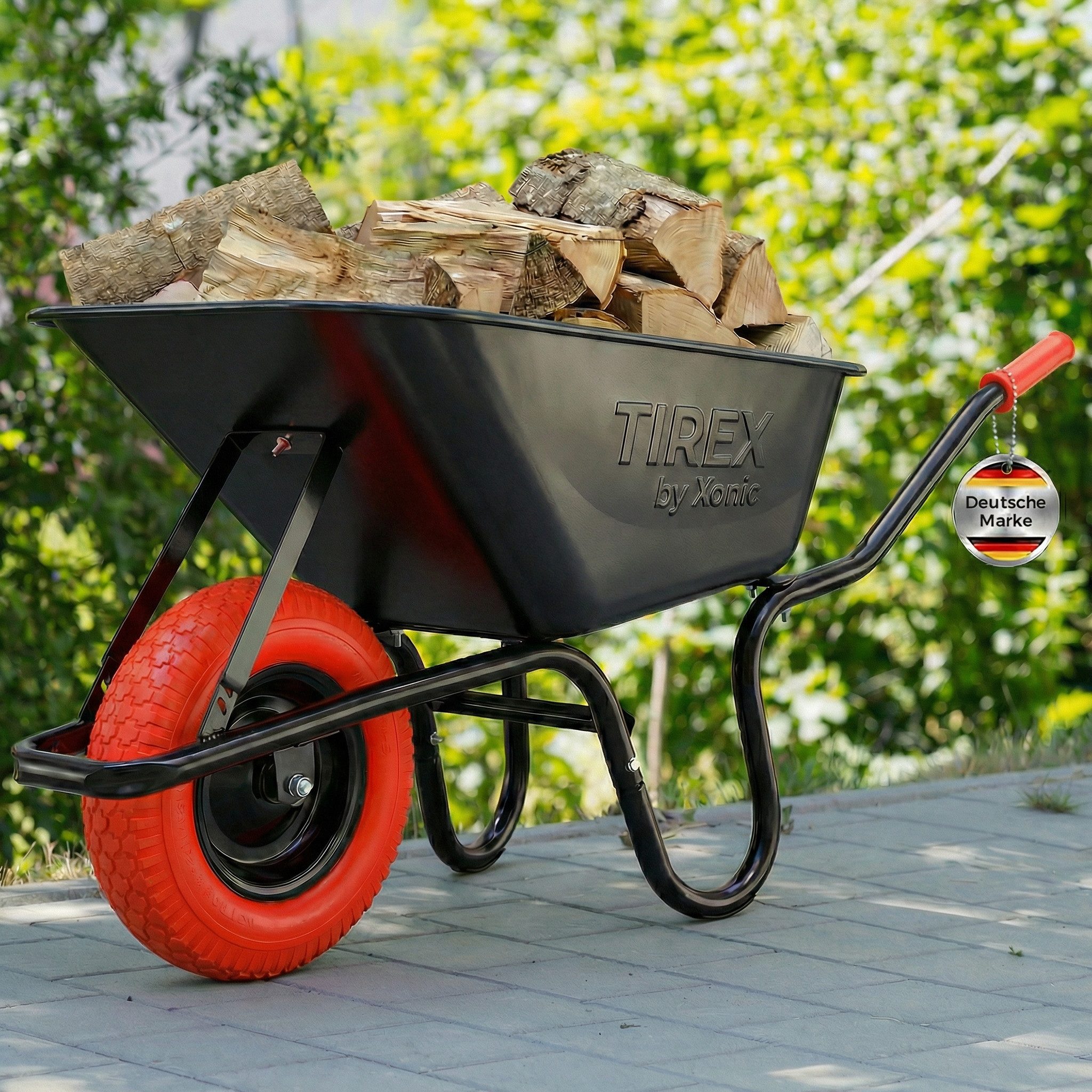 Xonic Schubkarre TIREX by xonic® Schubkarre – Verzinkte Wanne bis 250kg Rot Schwarz