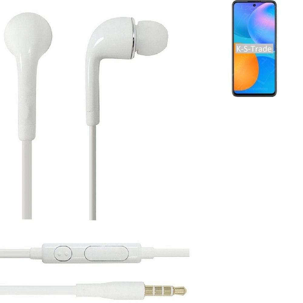 (Kopfhörer für u In-Ear-Kopfhörer Huawei Mikrofon Lautstärkeregler Y7a weiß 3,5mm) K-S-Trade mit Headset