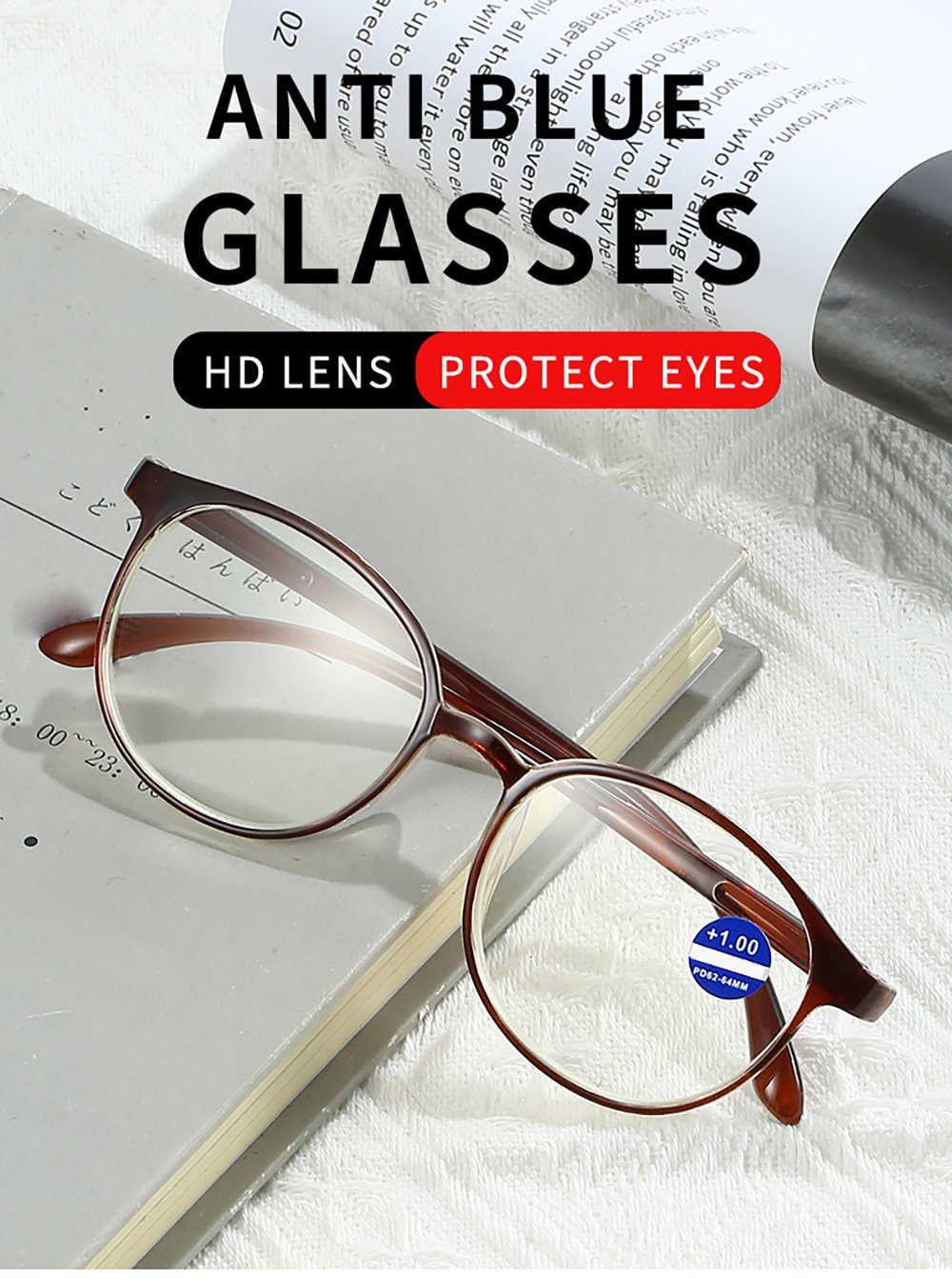 braun Rahmen bedruckte Gläser anti Lesebrille blaue PACIEA Mode presbyopische