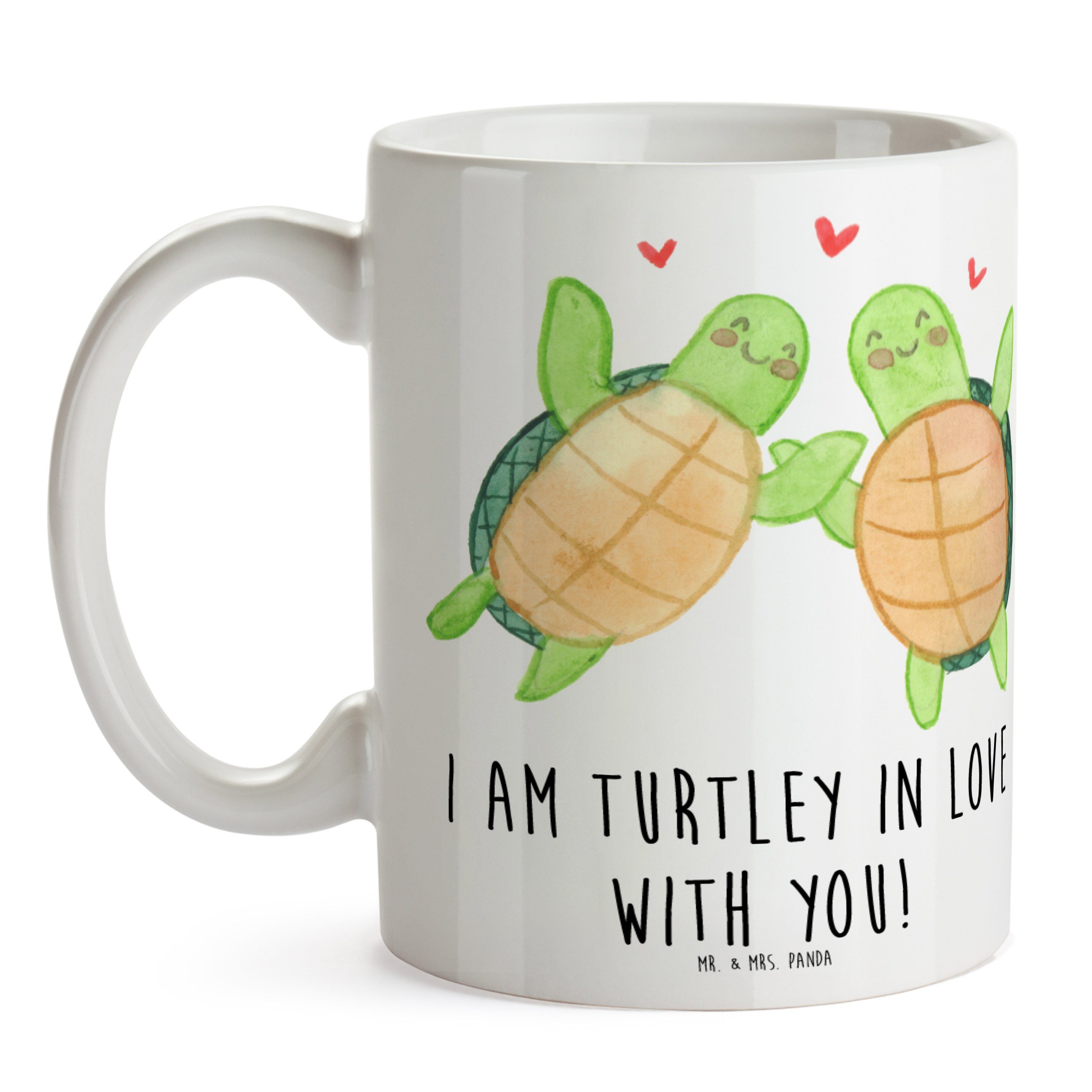 Liebe, & Mrs. Mr. Geschenk, Liebesbeweis, Schildkröten Panda Weiß Keramik - Tasse - Verlobung, Paar