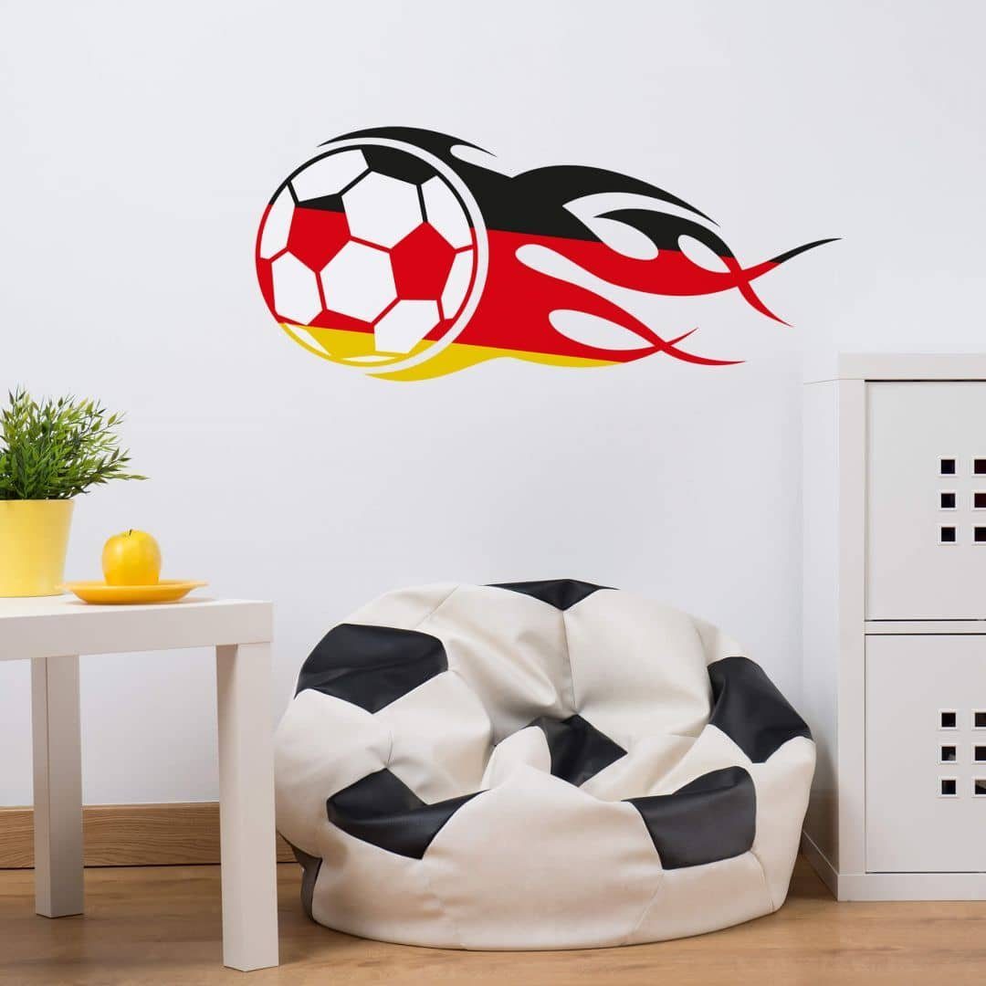 K&L Wall Art Wandtattoo Flammenschweif schwarz rot gold Fußball Flagge Klebebilder Küche, Wandbild selbstklebend, entfernbar