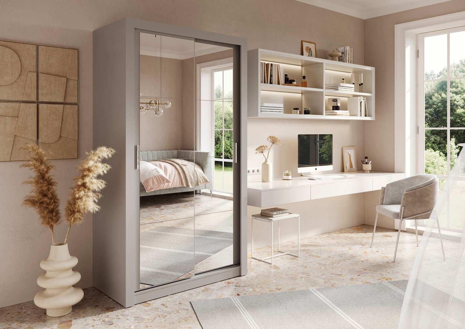 Compleo Schwebetürenschrank kleiner Schwebetürenschrank mit Spiegel, günstig online kaufen