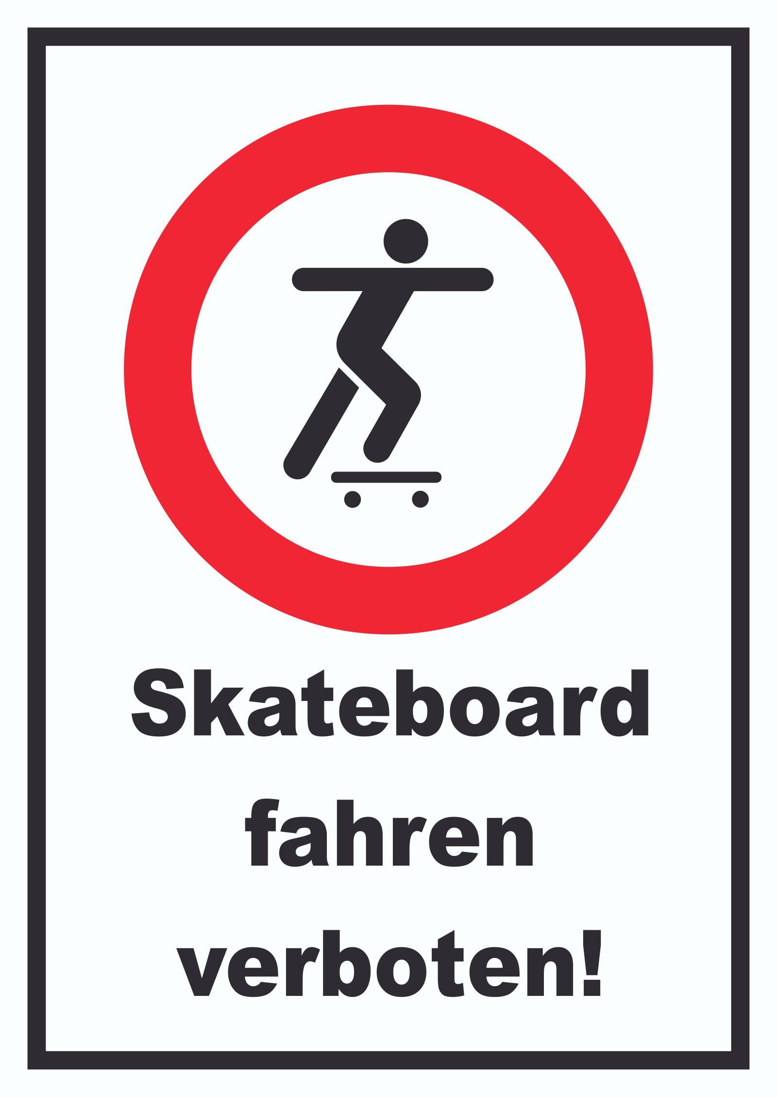 HB-Druck Hinweisschild Skateboard fahren verboten Schild, wetterfest, stabil, UV-beständig, kratzfest