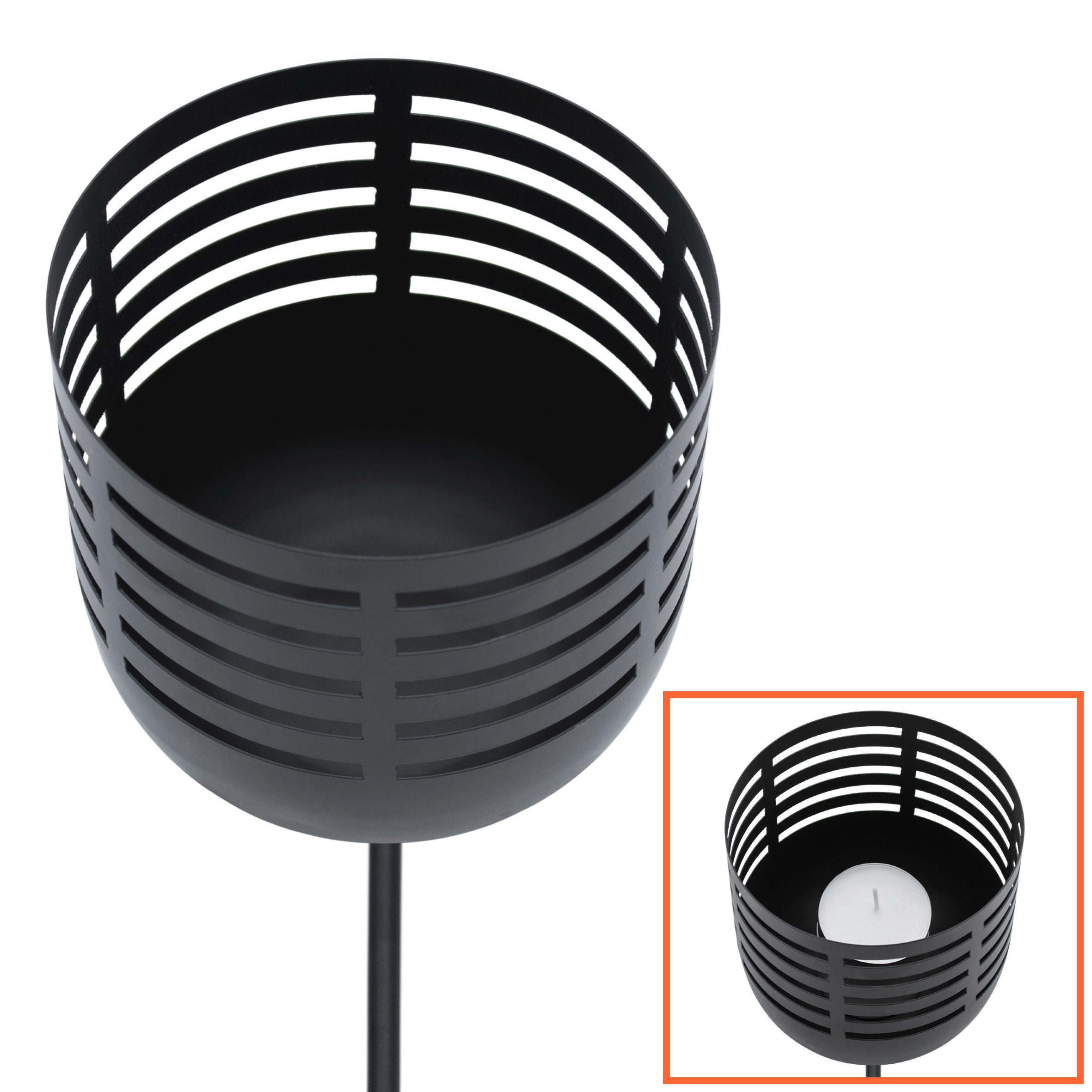 Spetebo Windlicht Metall Gartenstecker schwarz - H 100 cm (Anzahl, 1 St., Stück), Kerzenhalter mit Erdspieß