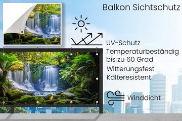 MuchoWow Balkonsichtschutz Dschungel - Wasserfall - Australien - Pflanzen - Natur (1-St) Balkonbanner, Sichtschutz für den Balkon, Robustes und wetterfest