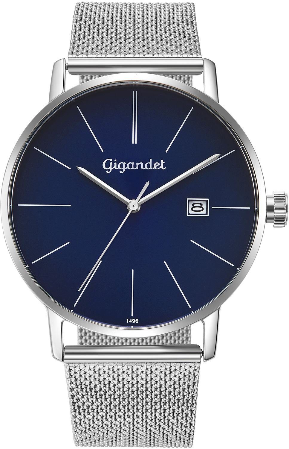 Gigandet Quarzuhr Herrenuhr, Armbanduhr, Businessuhr, 42mm, MINIMALISM G42-014, Mineralglas, Datumsanzeige, Edelstahlband, 3bar/30m wasserfest