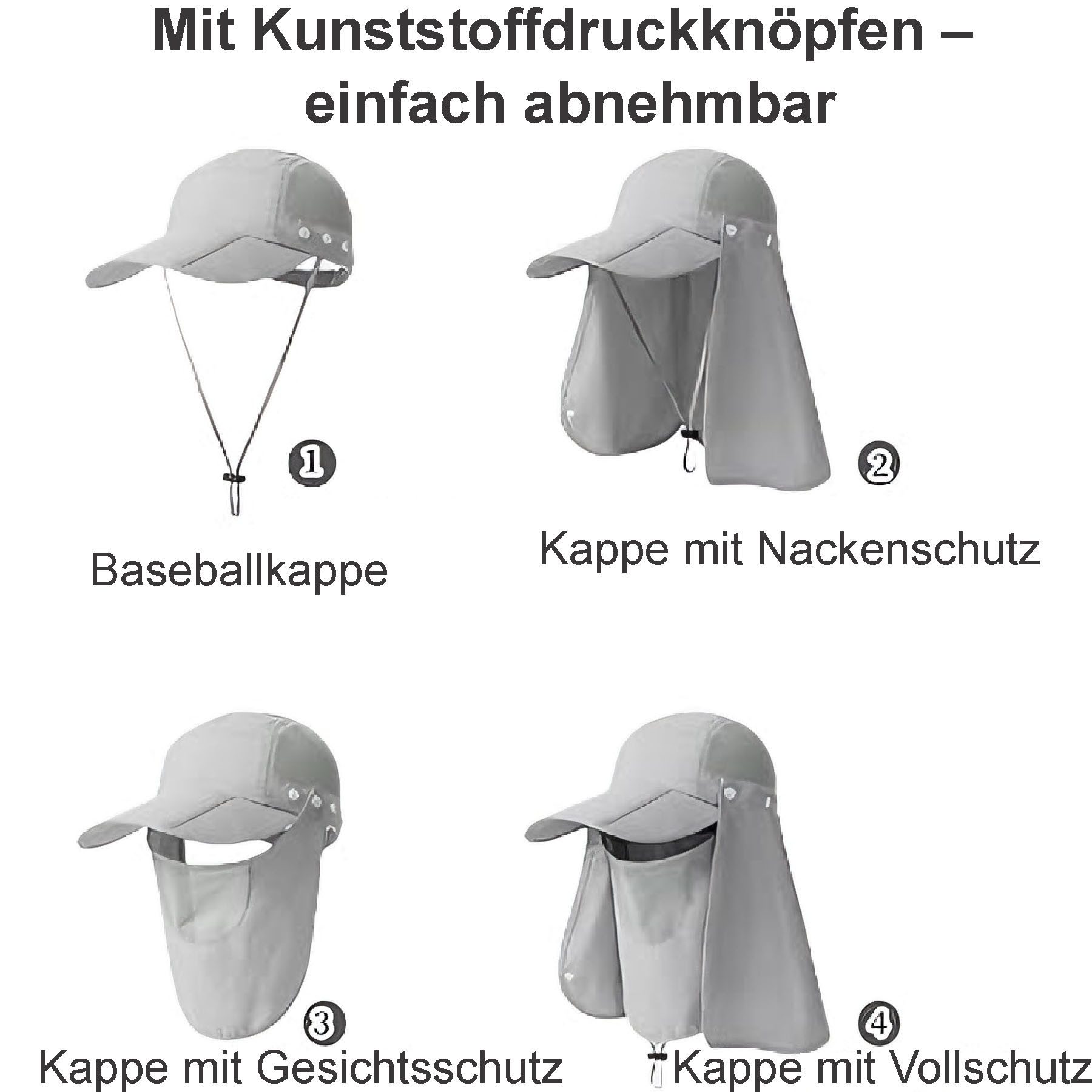 Mutig Sonnenhut Sonnenhut mit Abnehmbarer Halsklappe,Nackenklappe UV-Schutz Sonnenhüte (Herren & Damen Sommer Fischerhut mit Nackenklappe Sonnenschutz Kappe, Wi – Bild 5 von 5