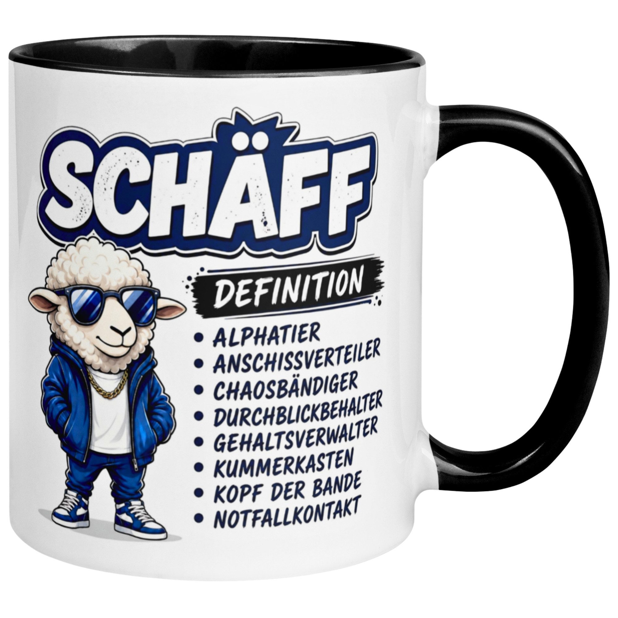 Momentals Tasse Chef – „SCHÄFF – Definition“ – Geschenk Kaffeetasse Bester Chef, Gratis Versand · Links-&Rechtshänder · Spülmaschinenfest