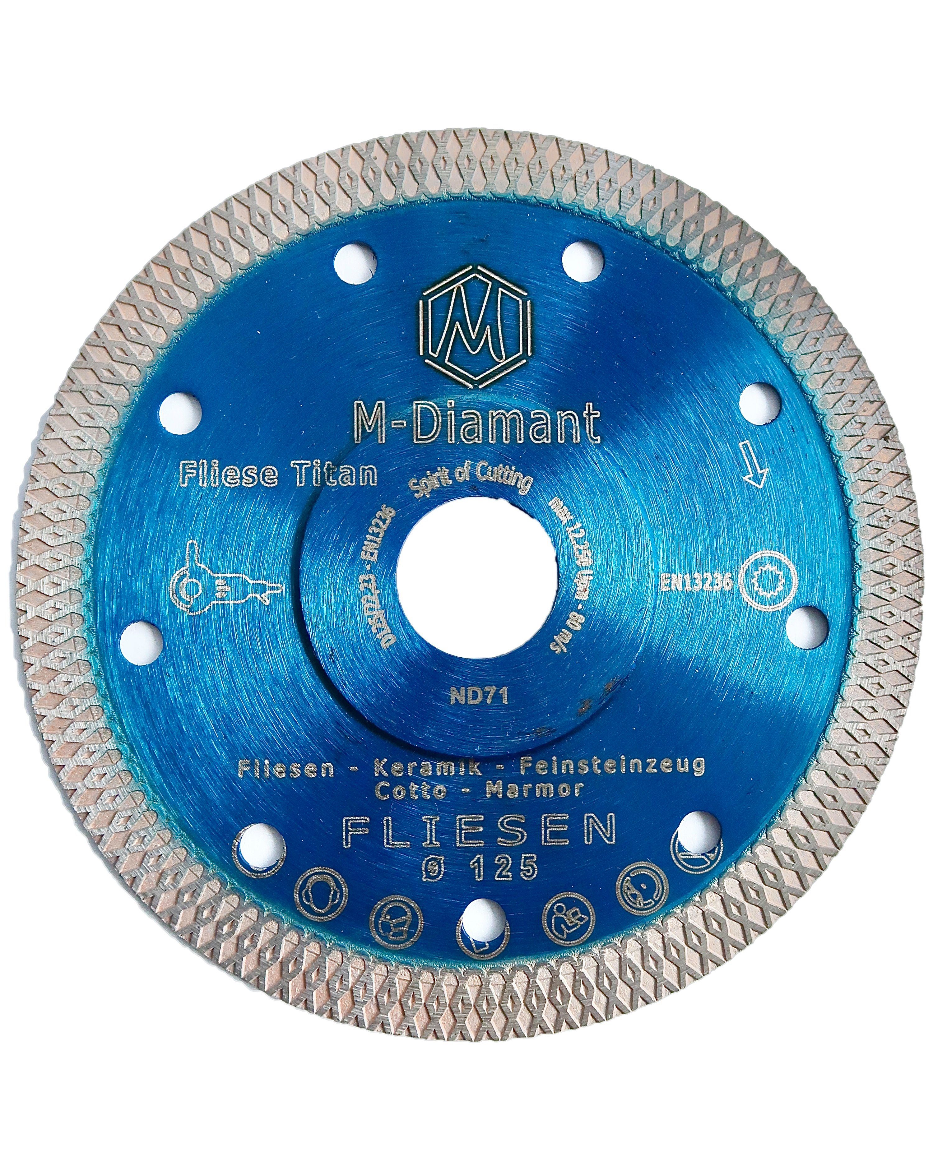 M-Diamant Отрезные диски Fliesenscheibe 125mm Premium und Feinsteinzeug extra dünn, Ø 22.23 mm, (Packung, 1-tlg., 1 Stück), 22,23mm Fliesenscheibe