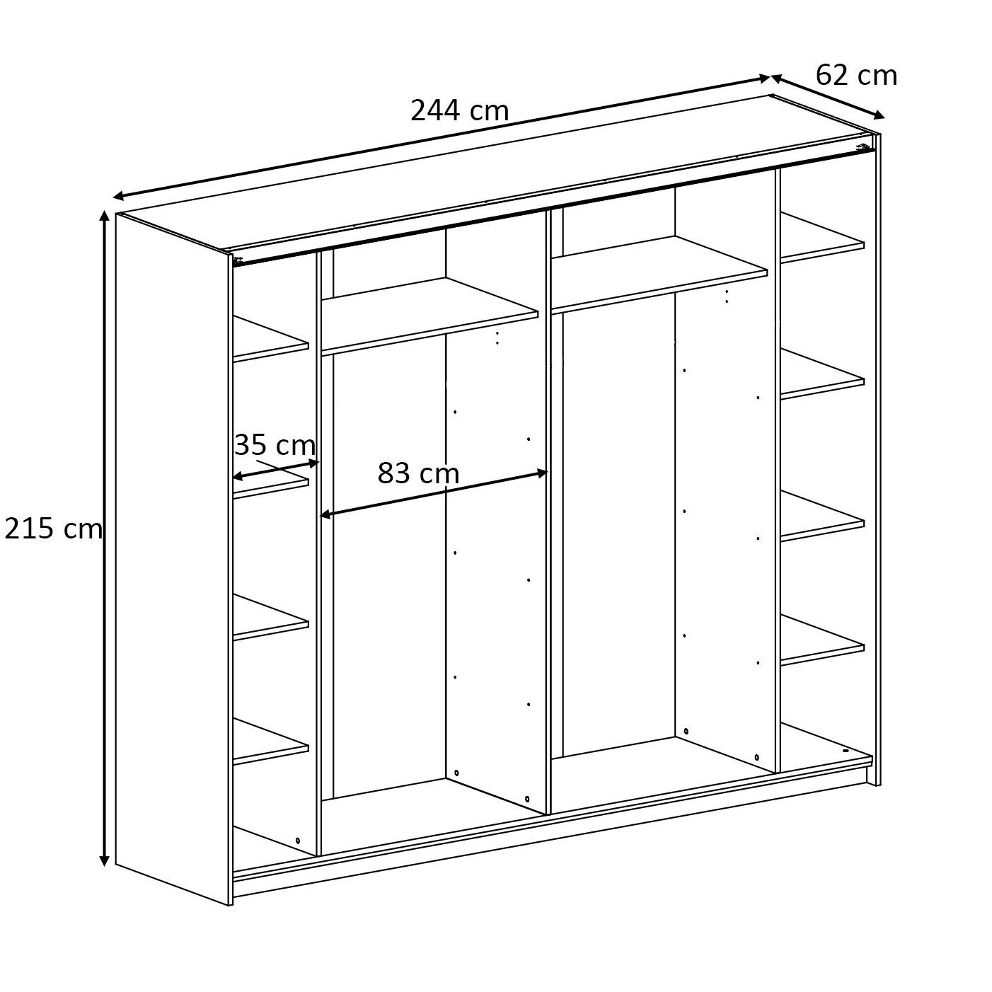 yourhouse24 Kleiderschrank Aura 244 cm Garderobe günstig online kaufen