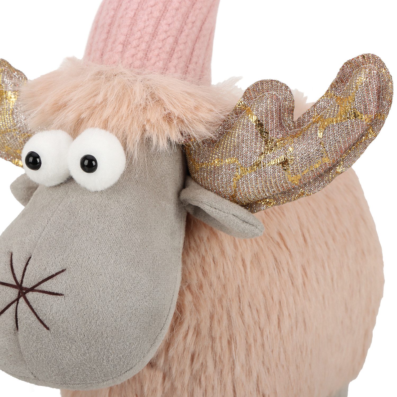 com-four Weihnachtsfigur Rentierfigur für die Weihnachtsdeko - winterliche Elch-Figur (1 St), schwedischer Dekoartikel - niedlicher Kantenhocker als Raumschmuck – Bild 5 von 5
