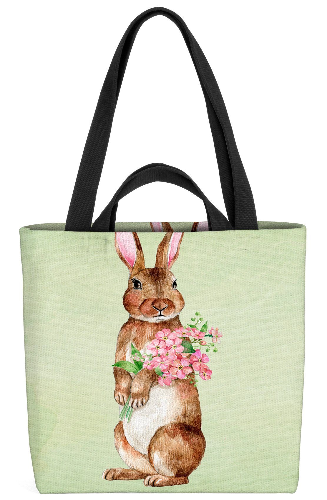VOID Henkeltasche (1-tlg), Hase Osterhase Blumenstrauss Tasche Einkaufstasche Ostern Shopper Bag