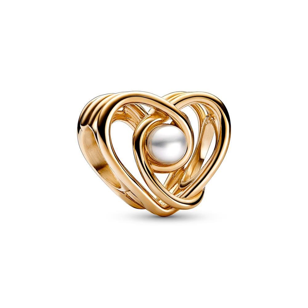 Pandora Bead Herz Charm von PANDORA aus 585er Gold mit Perle