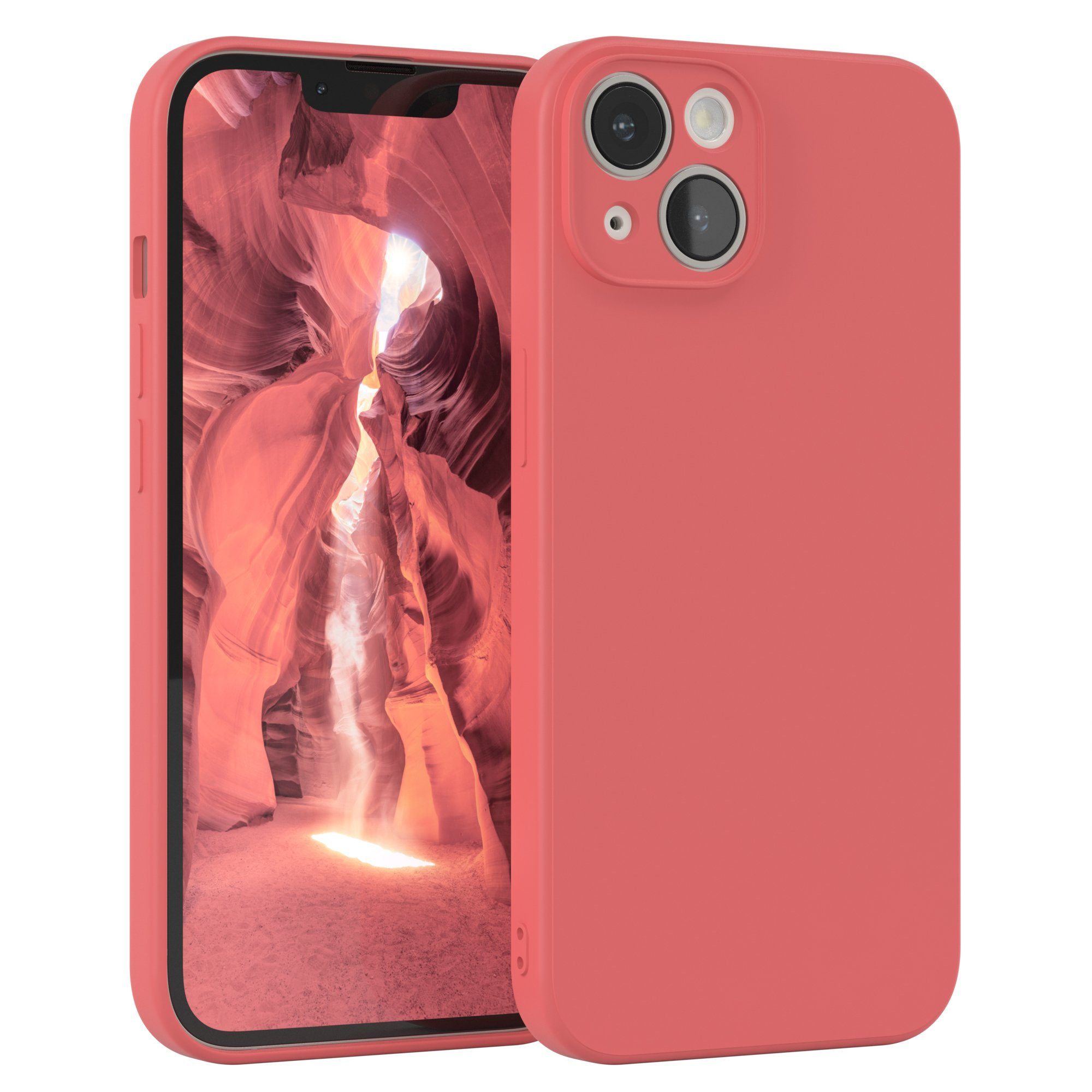 EAZY CASE Handyhülle TPU Hülle für Apple iPhone 14 6,1 Zoll, Schutzhülle mit Kameraschutz stoßfest telefonhülle Matt Rot / Hellrot