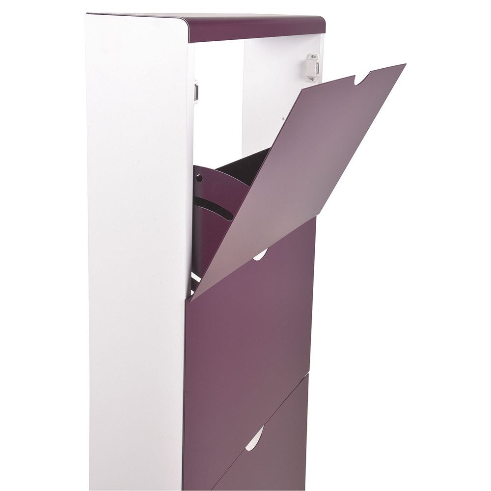 Lomadox Schuhschrank EDMONTON-120 4 Klappen, weiß mit violett