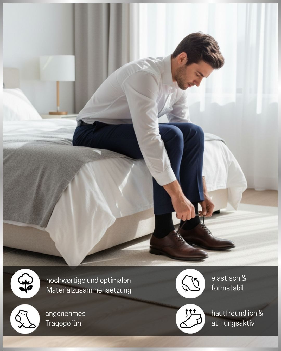 sockenkauf24 Businesssocken 10 Paar Herren Socken Premium Business Socken mit Komfortbund (10-Paar) atmungsaktive Baumwolle, ohne Naht, verpackt in einer edlen Box