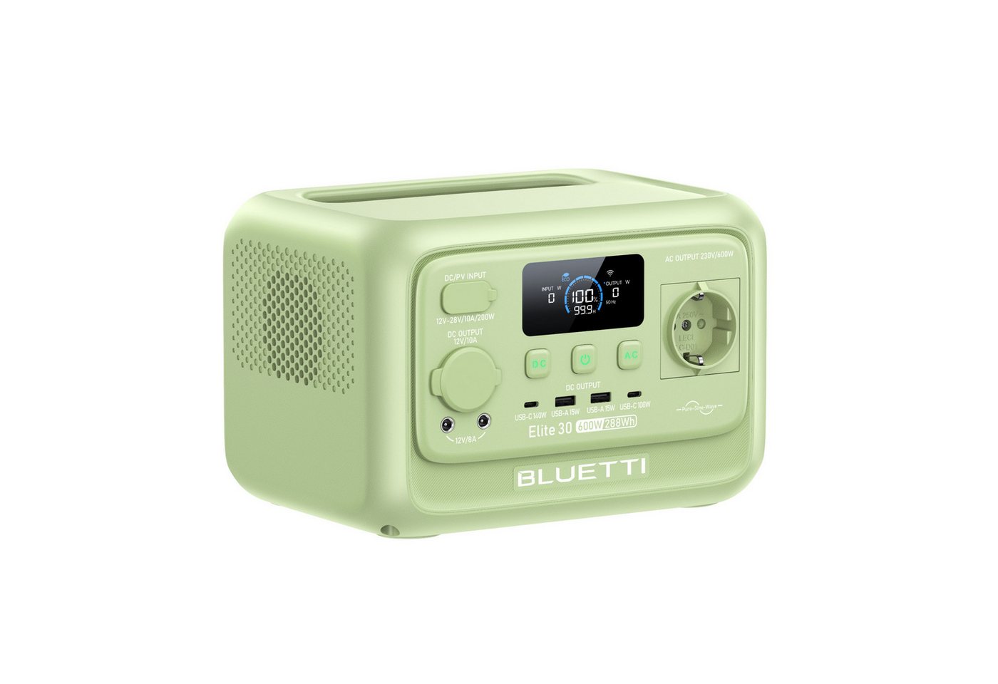 BLUETTI Stromerzeuger Elite 30 V2 Solargenerator 600W / 288Wh Tragbarer Powerstation, 0,6 in kW, (288 Wh LFP Batterie 6 AC Ausgang (Power Lifting 1500W), 0-100% in 70 Minuten, Solargenerator für Camping, Vans, Stromausfälle