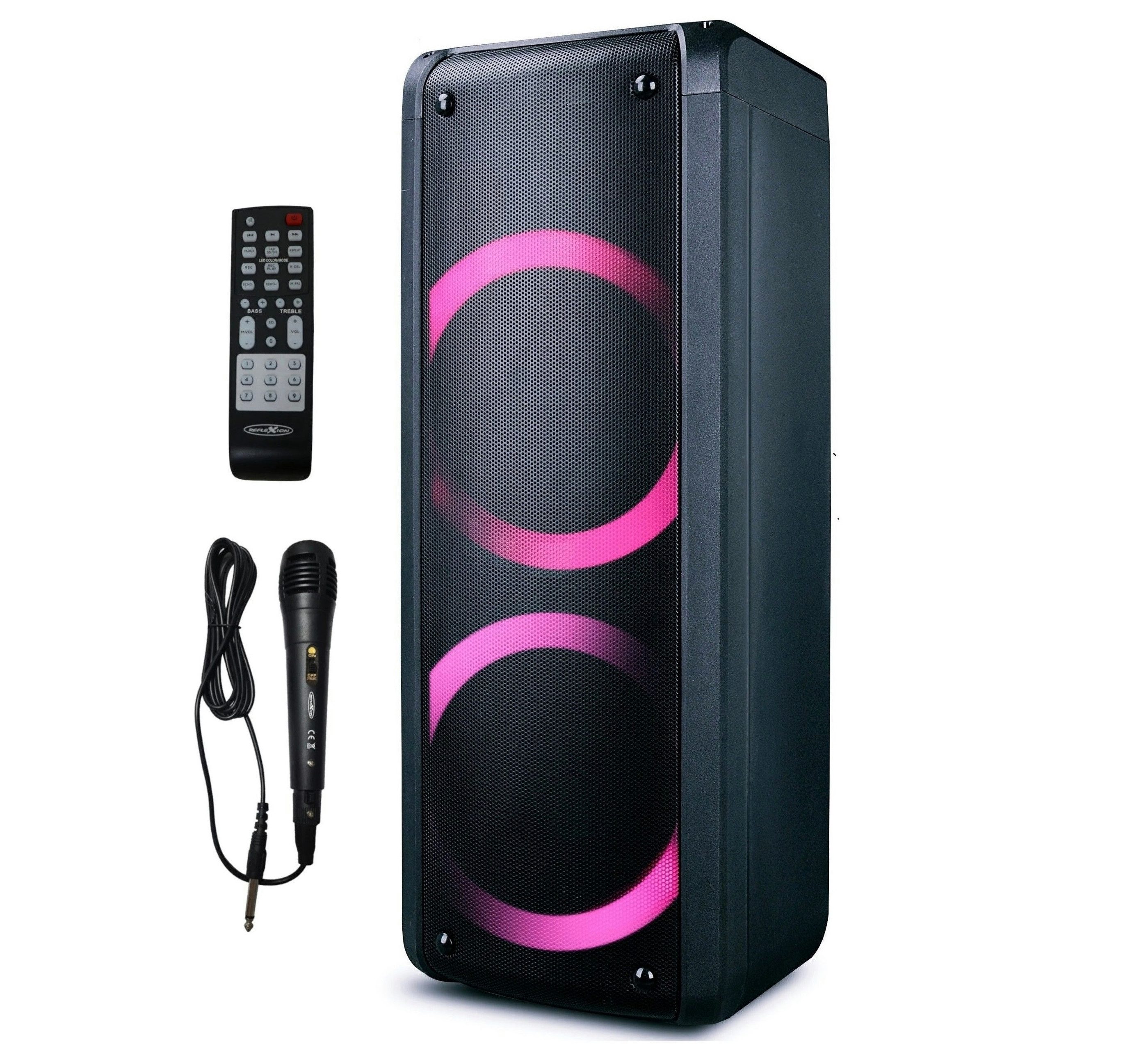 Reflexion PS09BT mit rotierenden Lichteffekten Party-Lautsprecher Stereo (Bluetooth, 500 W, Bluetooth, Radio, Karaoke, Disco-Licht Effekte, Micro-SD Slot)