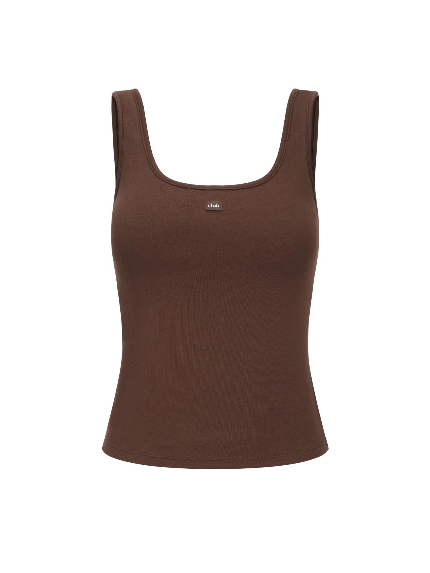 cfab by creamy fabrics BH-Hemd Cotton Tank with Built-In Push-Up Bra-Braun- günstig online kaufen