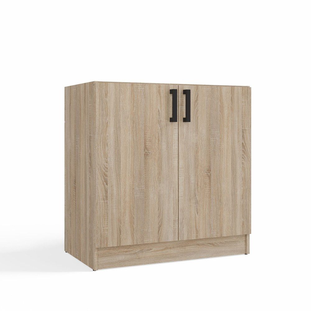 ibonto Spülenunterschrank Küchenunterschrank 80 cm, 2 Türen, ohne Arbeitsplatte