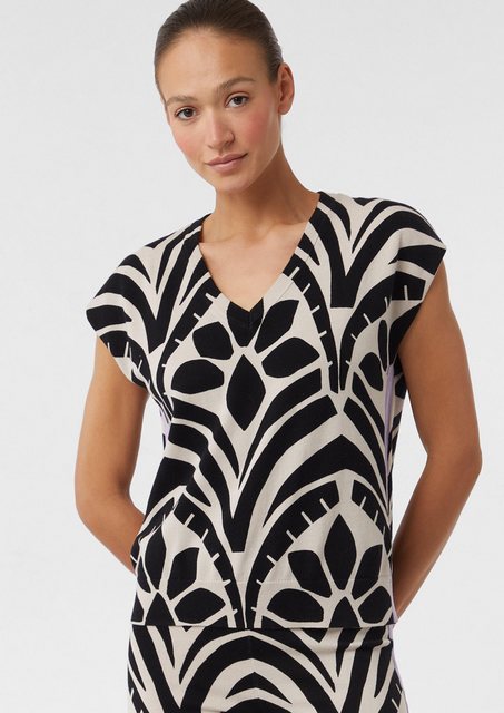 comma casual identity Kurzarmshirt Feinstrick-Shirt mit Kontrast-Details günstig online kaufen
