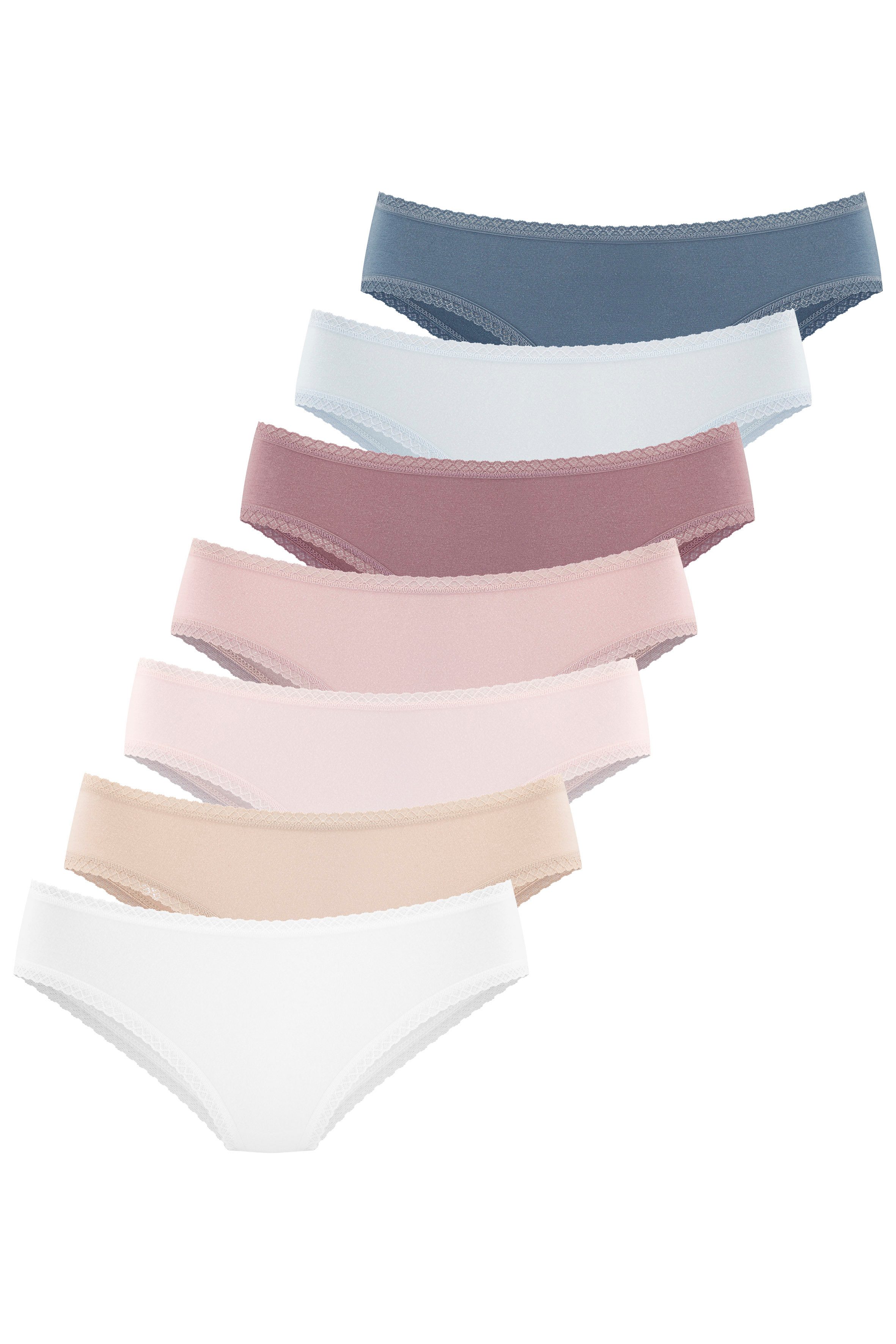 Vivance Jazz-Pants Slips (7er-Pack) aus weicher Baumwollqualität mit feiner Spitzeneinfassung