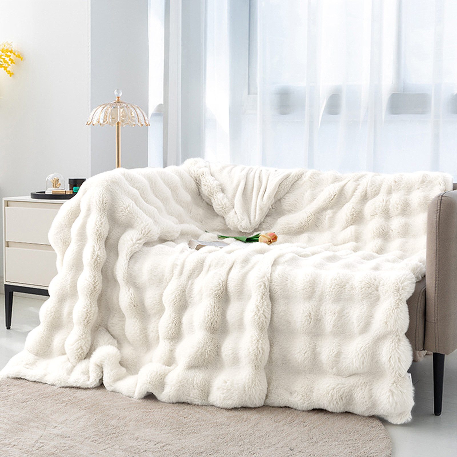 Wohndecke Bubble Decke Kuscheldecke Flauschig Warme Sofadecke Couchdecke, C günstig online kaufen