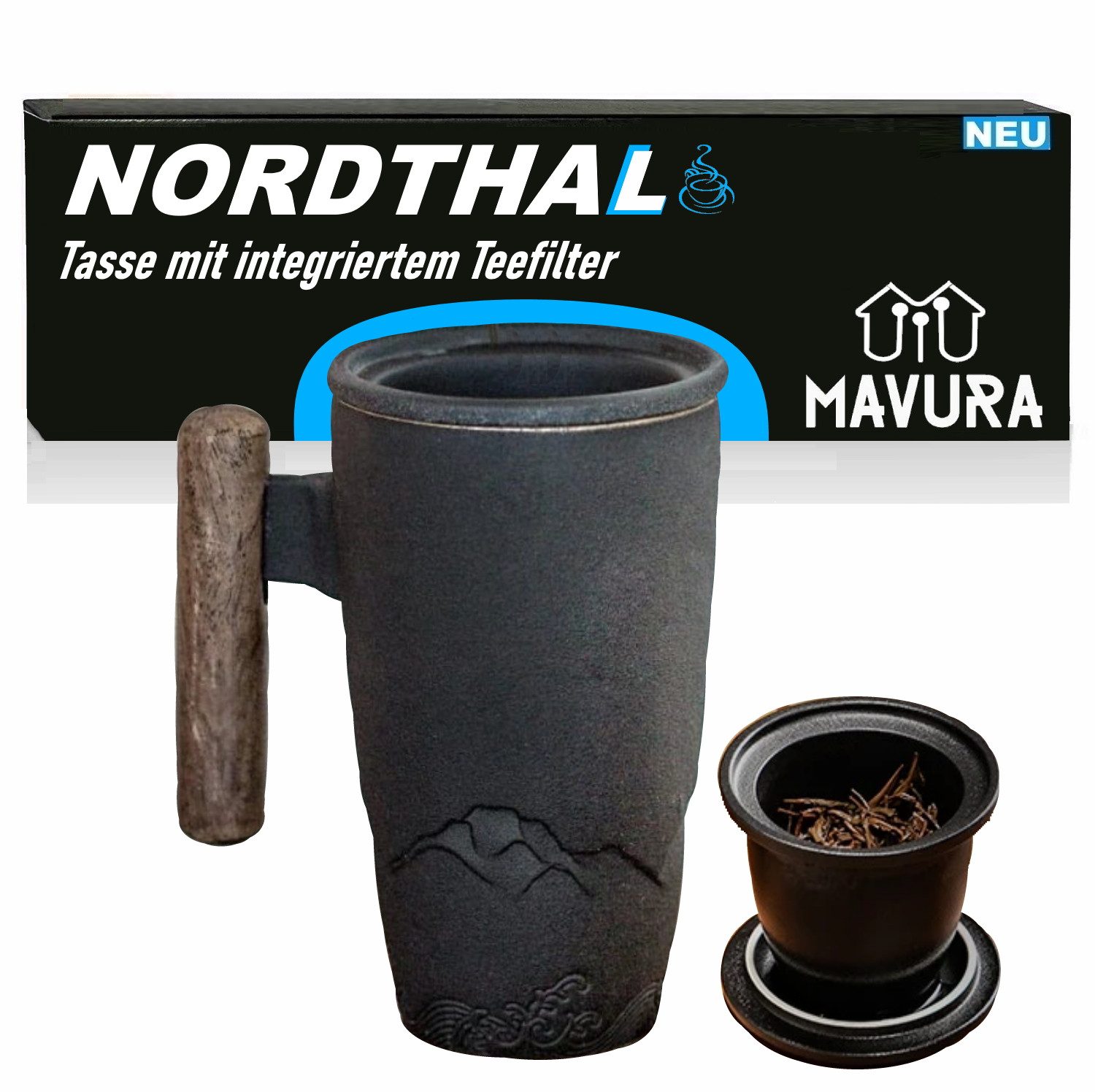 Tasse NORDTHAL Teebecher Set Tasse mit integriertem Teefilter handgefertigt