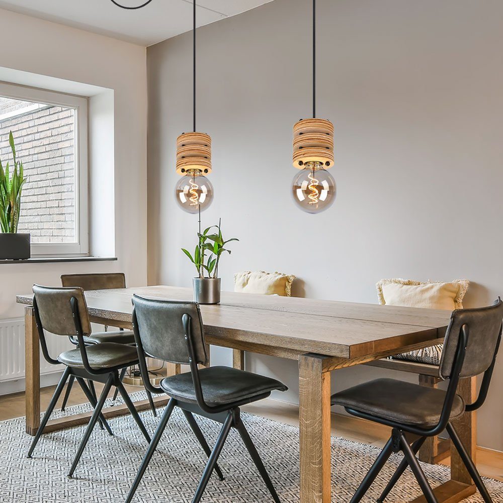 GLOBO LIGHTING Pendelleuchte, Leuchtmittel nicht inklusive, Hängelampe Pendelleuchte Esstischlampe braun höhenverstellbar 2er Set