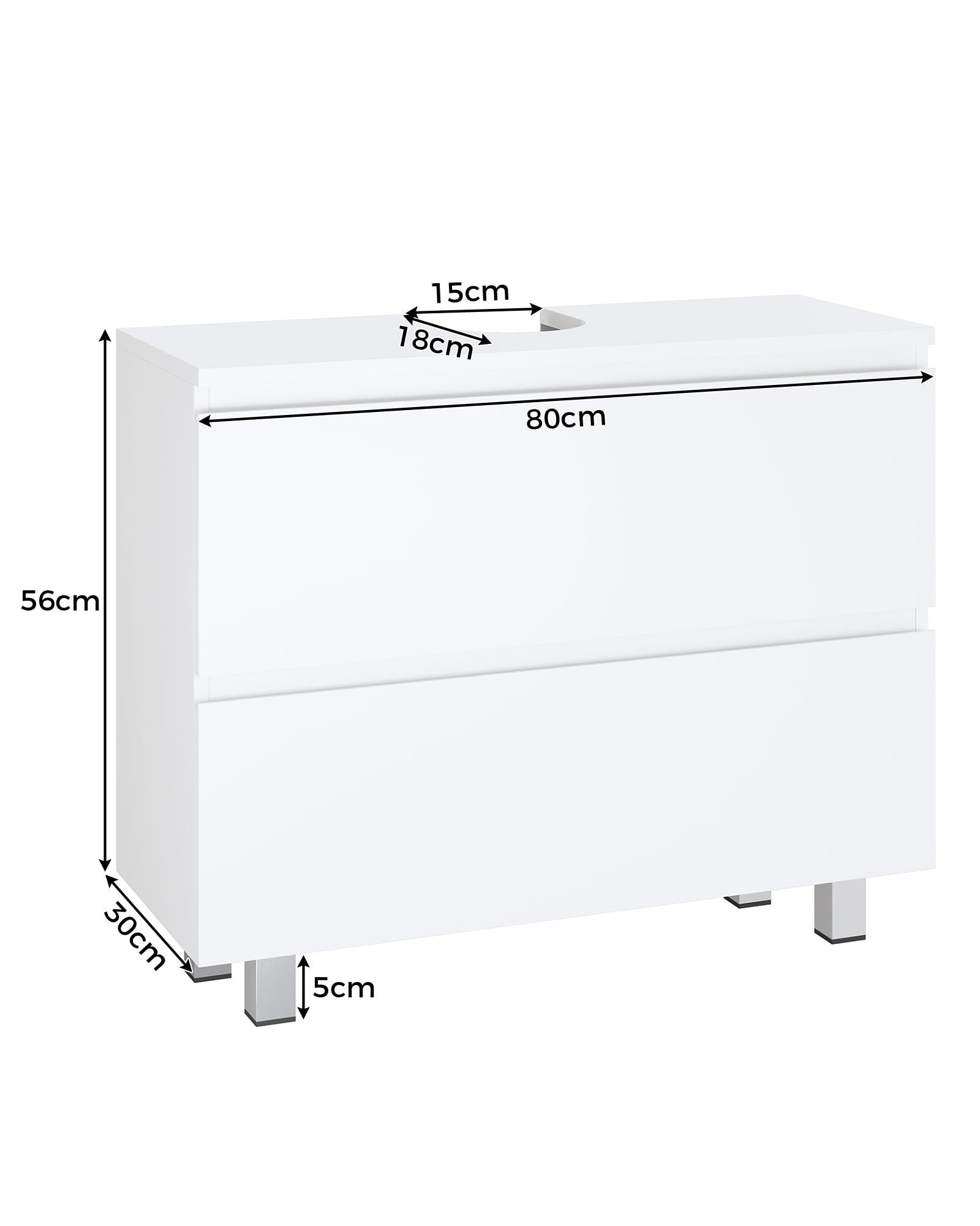 MSMASK Waschbeckenunterschrank Badezimmerschrank Unterschrank Waschbecken mit 2 Große Schubladen 80 x 30 x 61 cm