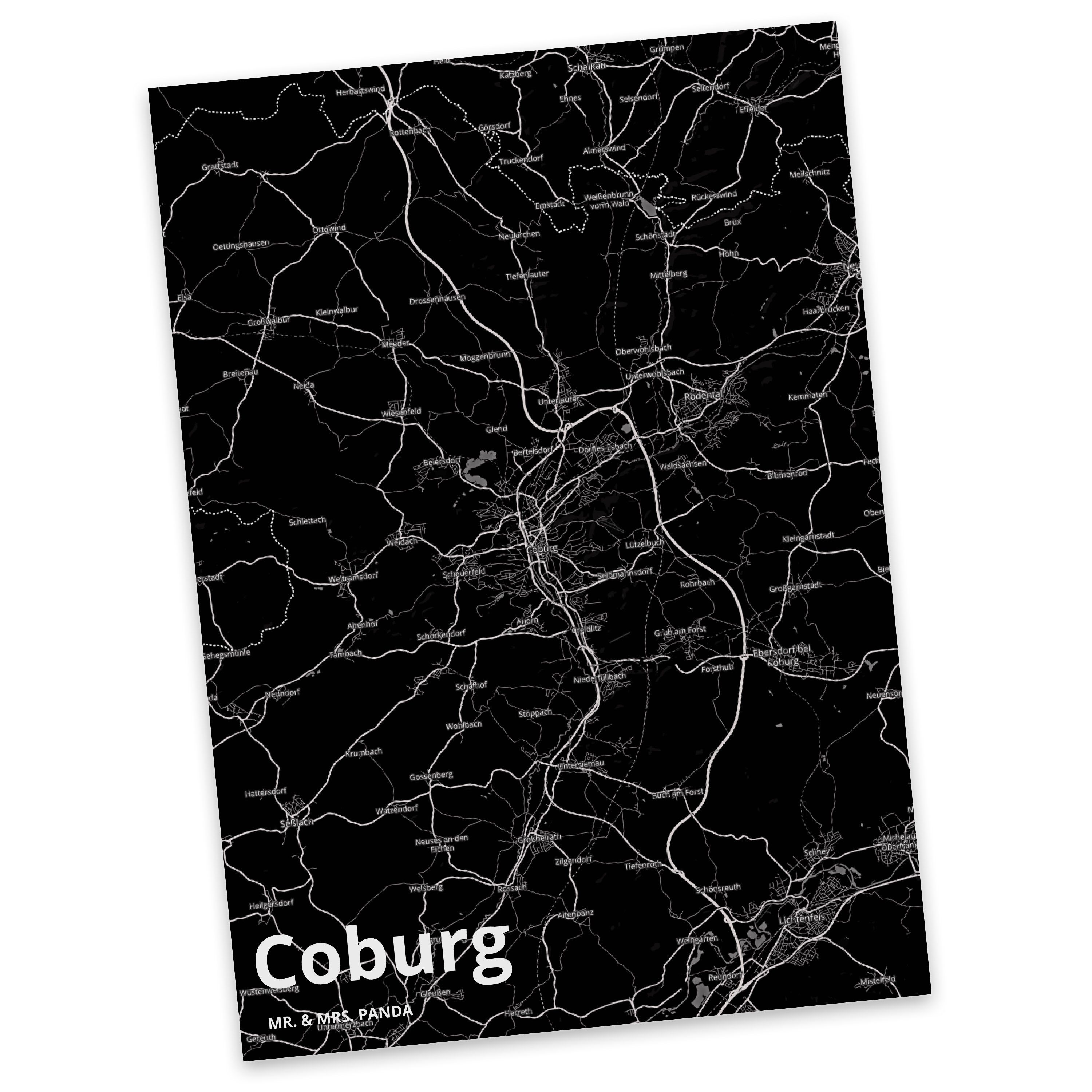 Coburg Mr. Geburtstagskarte, Dorf, Städte, - Ansicht Panda & Grußkarte, Mrs. Geschenk, Postkarte