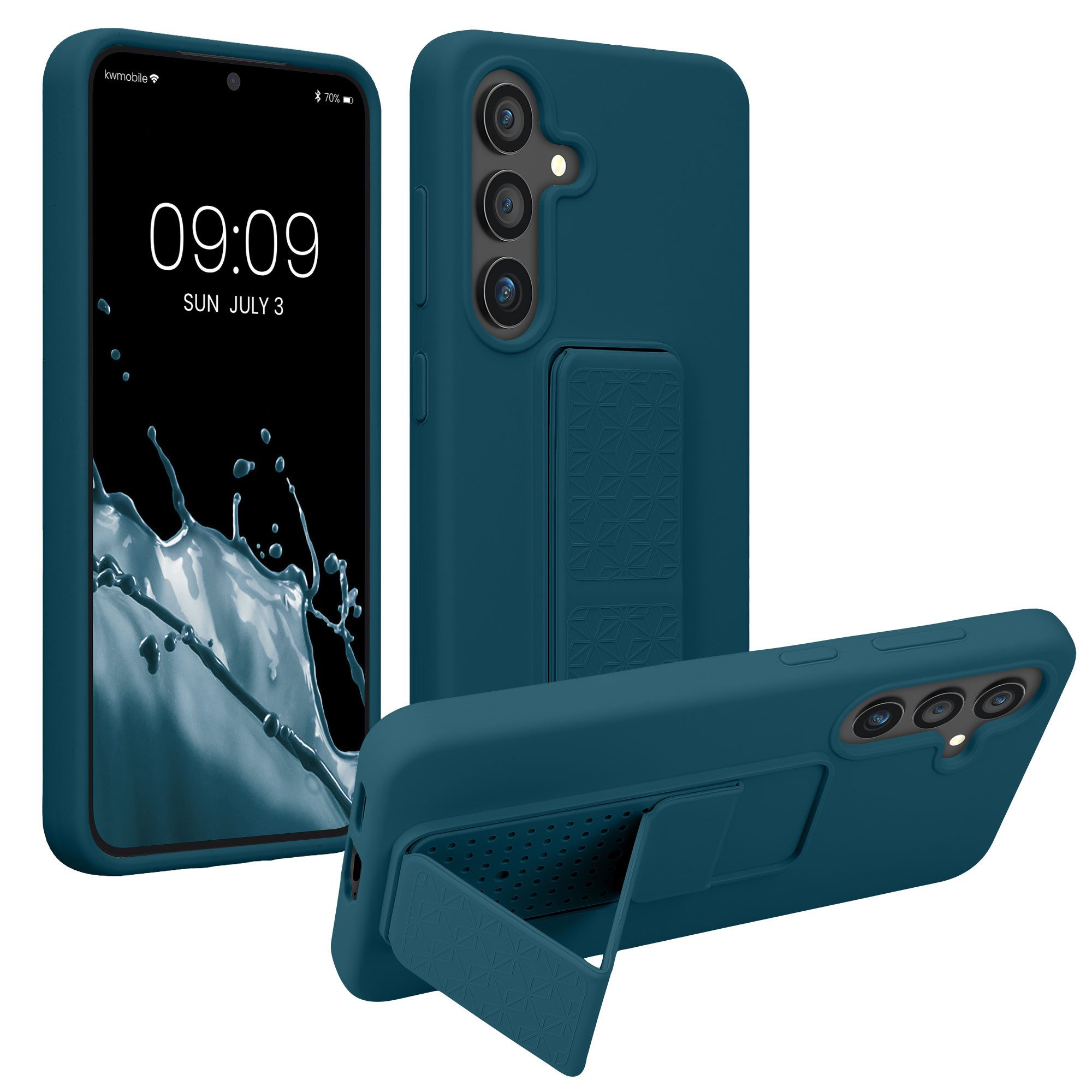 kwmobile Smartphone-Hülle kwmobile Handyhülle für Samsung Galaxy S25, Hülle mit Fingerhalter und Standfunktion - Silikon Case Handy Cover